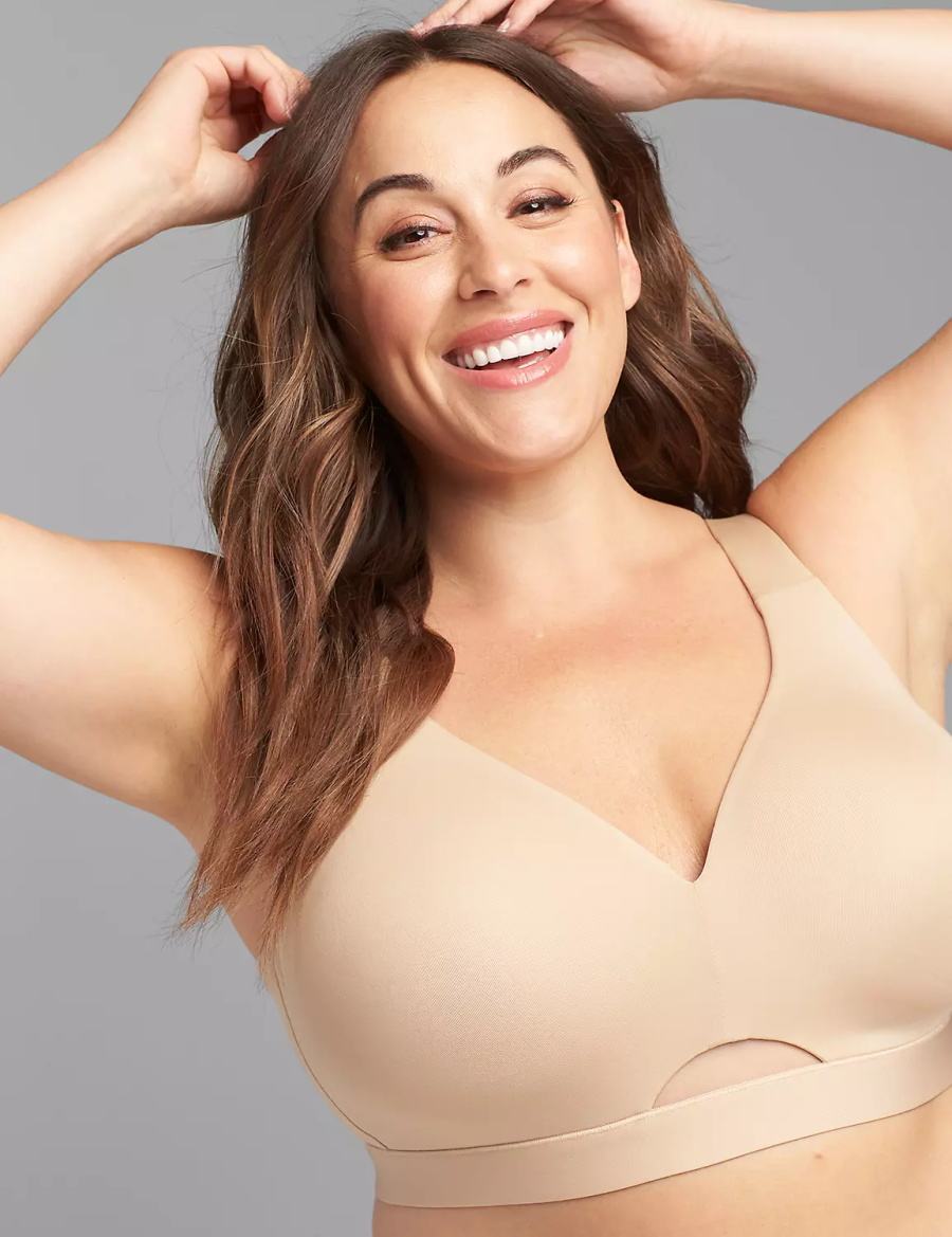 Women Lane Bryant Comfort Bliss Lightly Lined No-Wire Bralettes Beige | UDE5271ZX