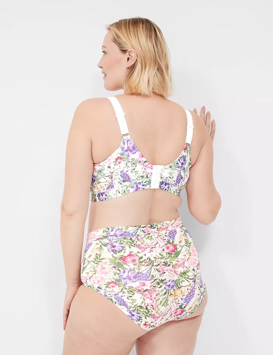 Women Lane Bryant Comfort Bliss Lightly Lined No-Wire Bralettes White Multicolor | LNB237FK