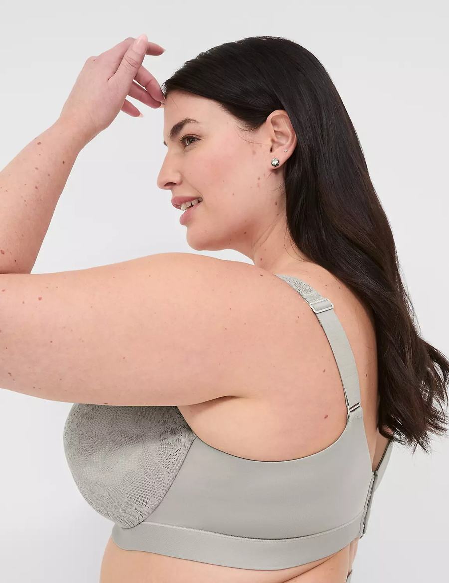 Women Lane Bryant Comfort Bliss Lightly Lined Full Coverage With Lace Bralettes Grey | YOZ7786AY