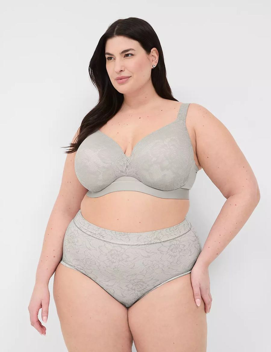 Women Lane Bryant Comfort Bliss Lightly Lined Full Coverage With Lace Bralettes Grey | YOZ7786AY