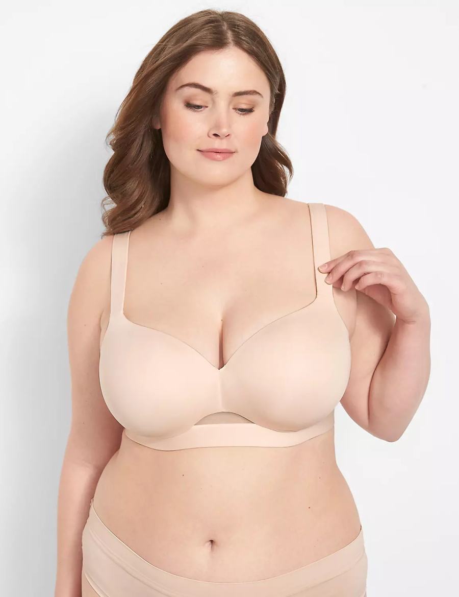 Women Lane Bryant Comfort Bliss Lightly Lined Balconette Bra Brown | XUO44100OU