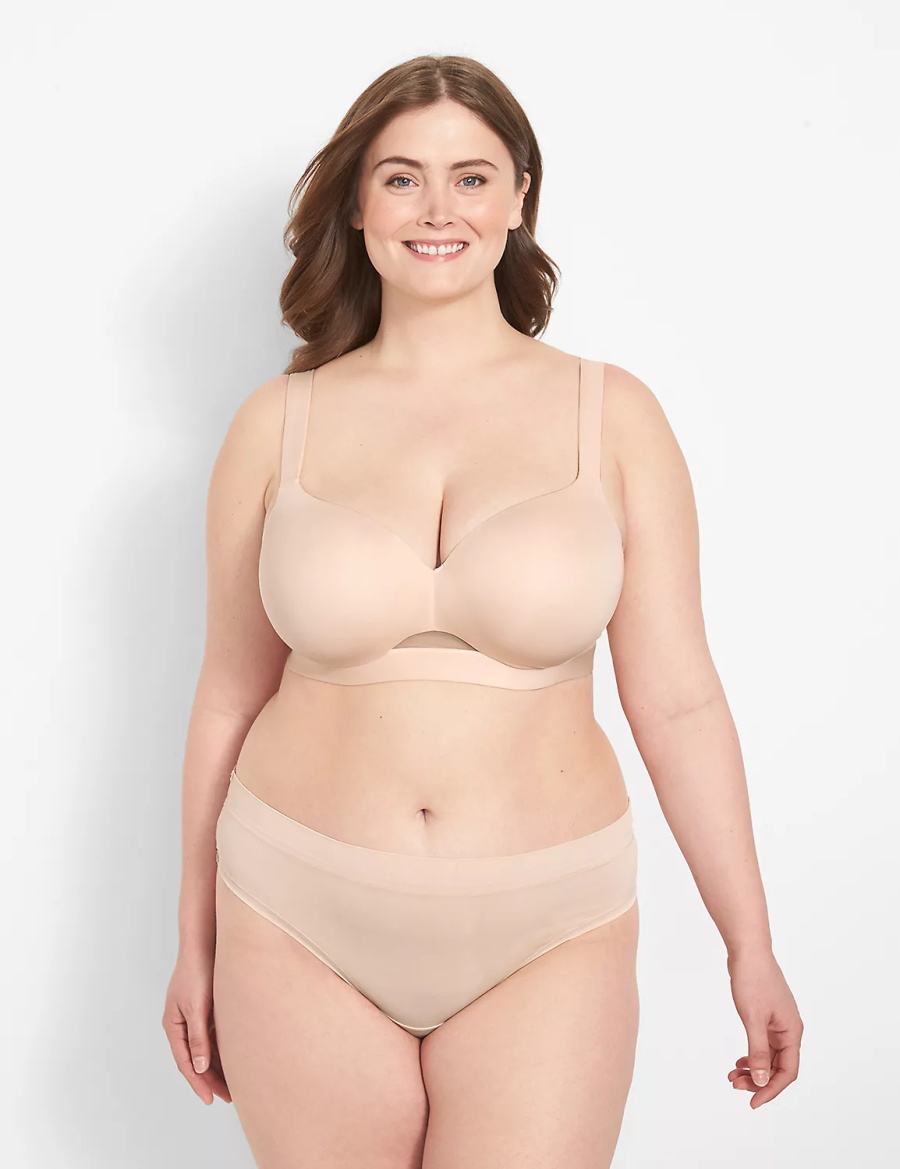 Women Lane Bryant Comfort Bliss Lightly Lined Balconette Bra Brown | XUO44100OU
