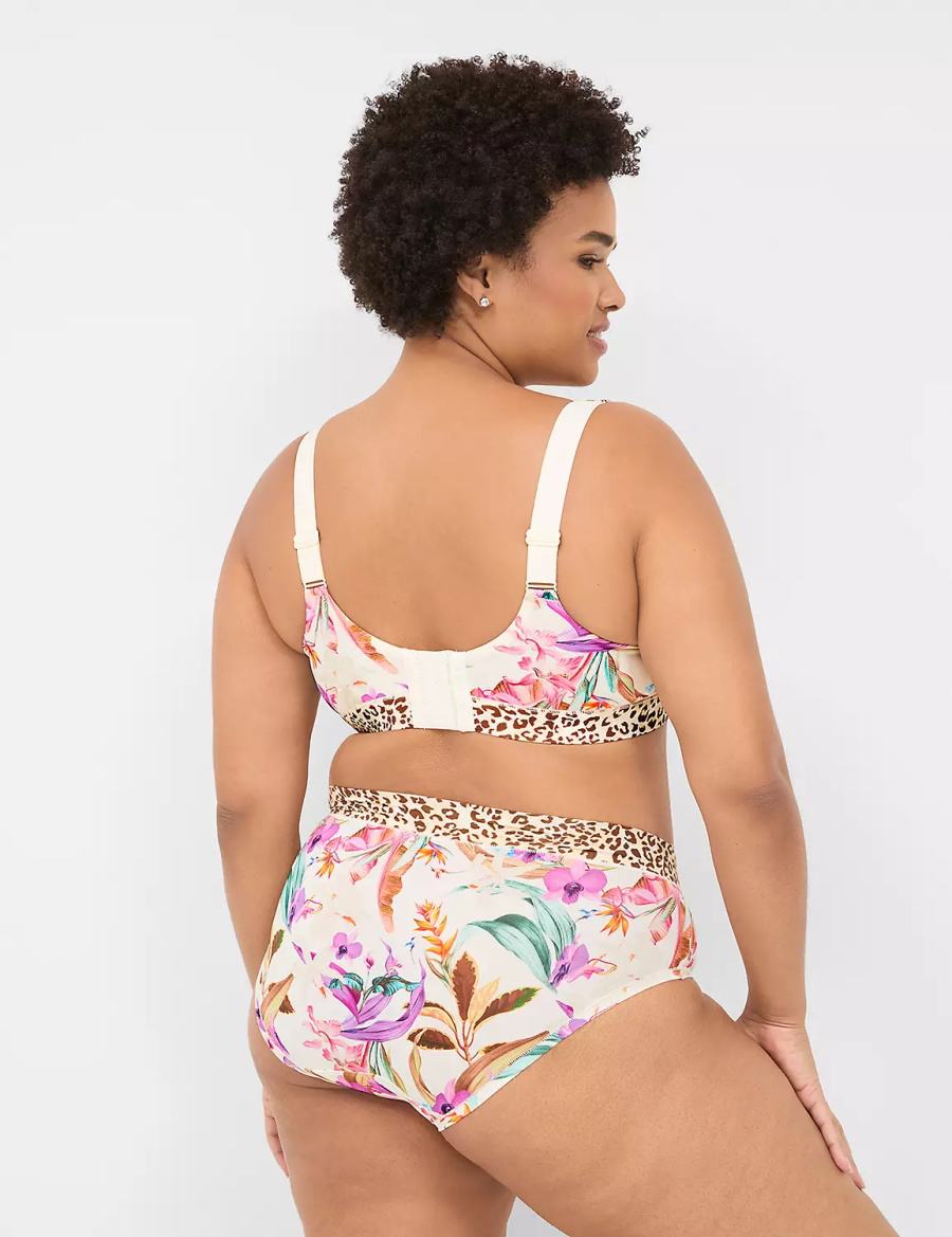 Women Lane Bryant Comfort Bliss Lightly Lined Balconette Bra White Multicolor | YXX5833VU