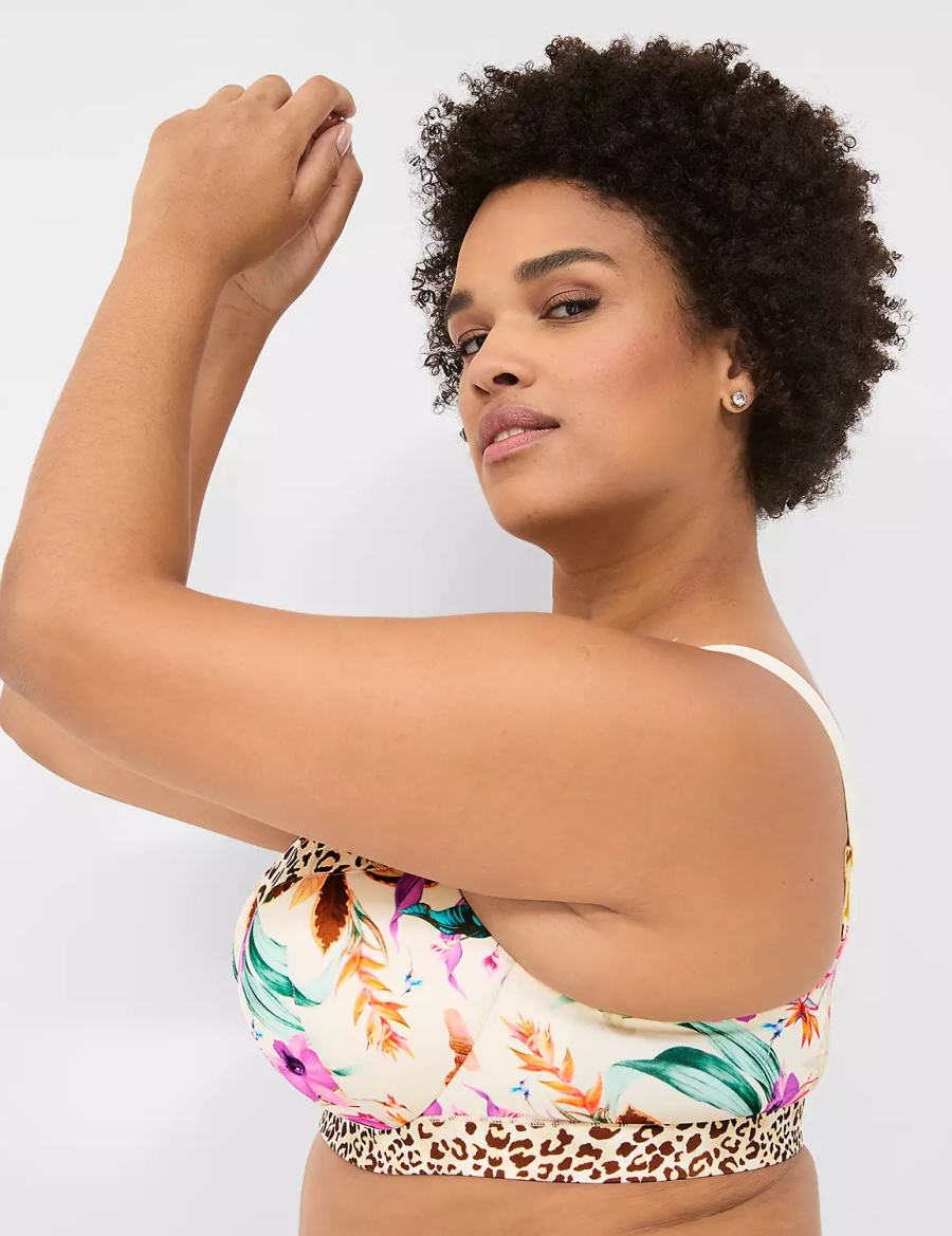 Women Lane Bryant Comfort Bliss Lightly Lined Balconette Bra White Multicolor | YXX5833VU