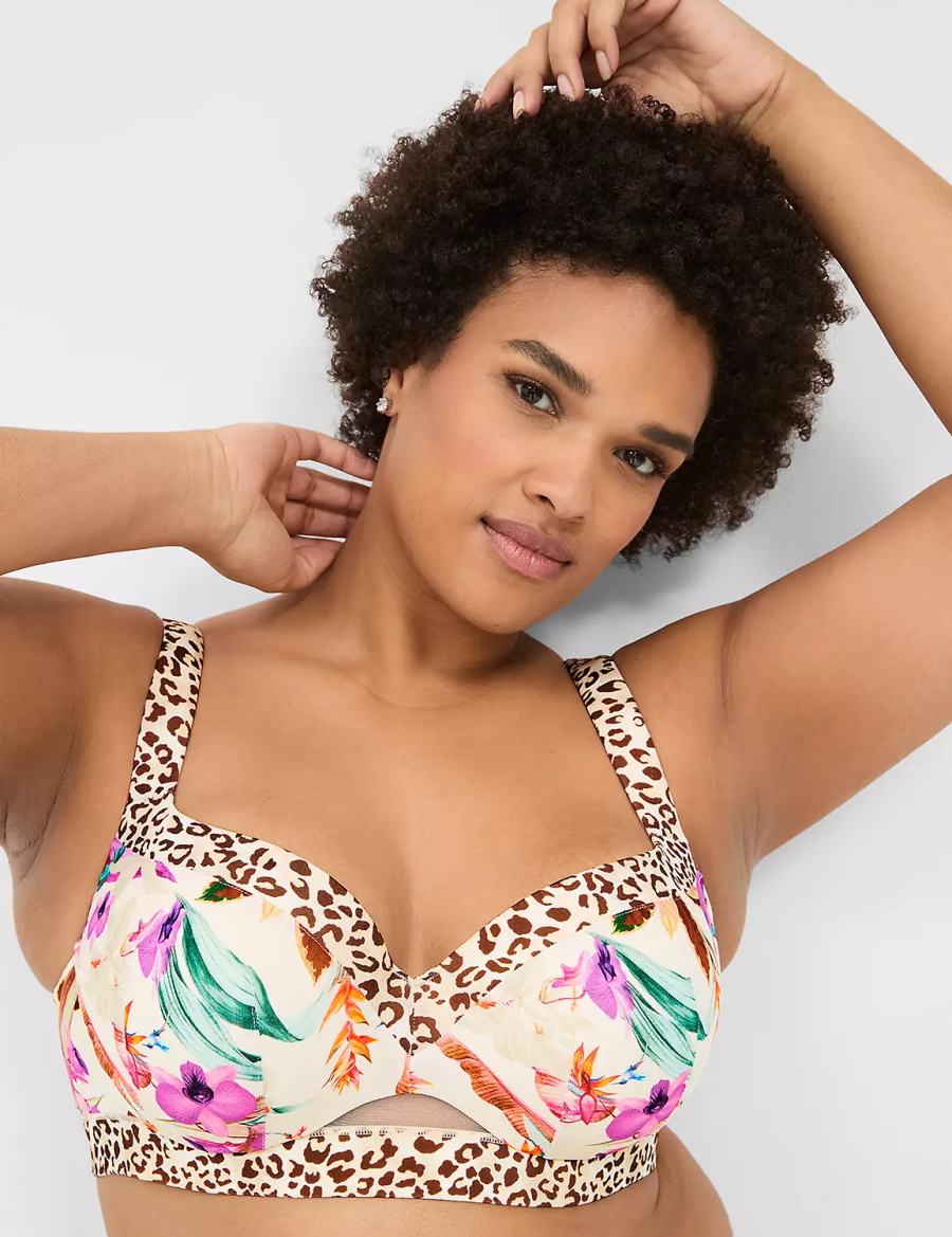 Women Lane Bryant Comfort Bliss Lightly Lined Balconette Bra White Multicolor | YXX5833VU