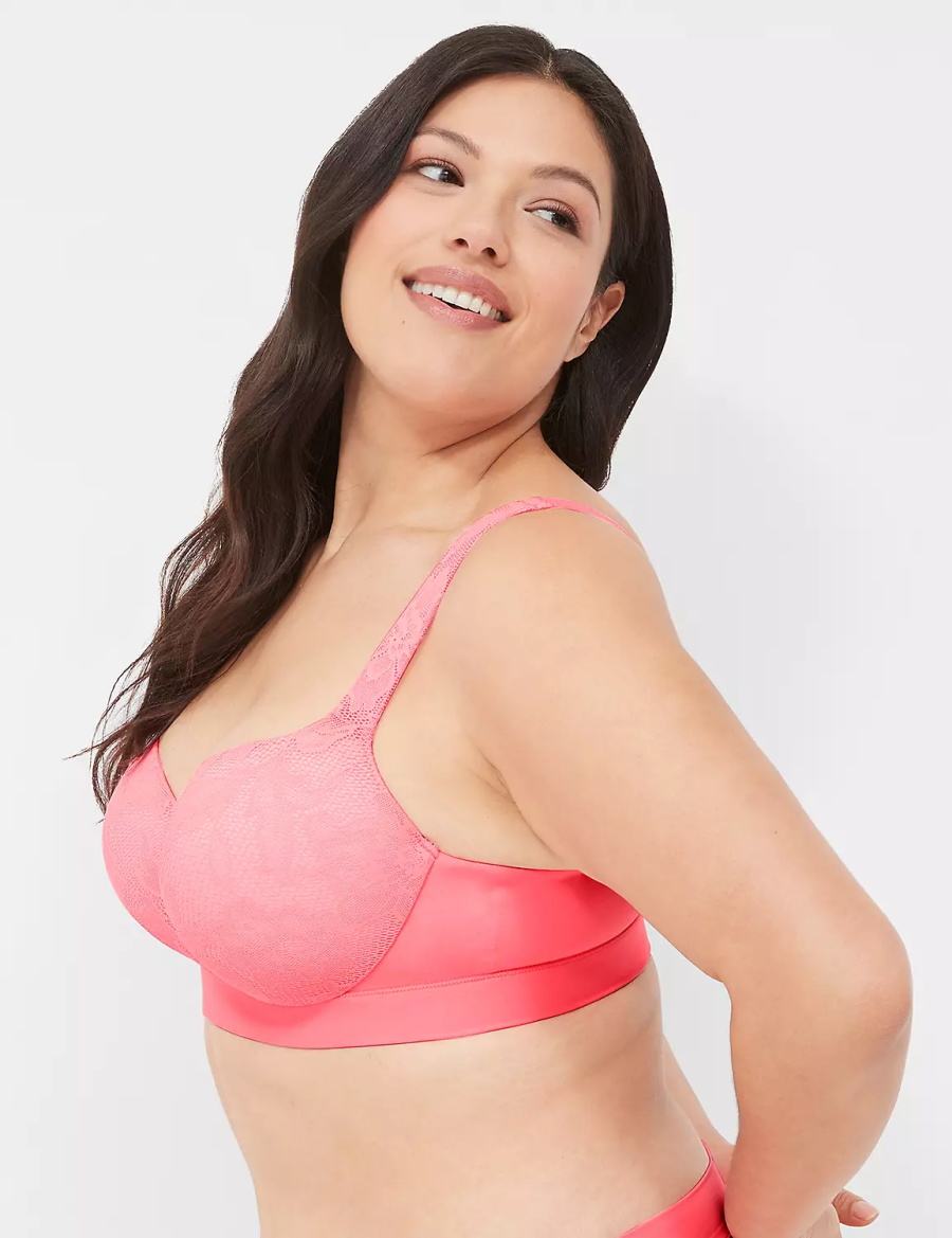Women Lane Bryant Comfort Bliss Lightly Lined Balconette Bra Pink | QYI9681GA