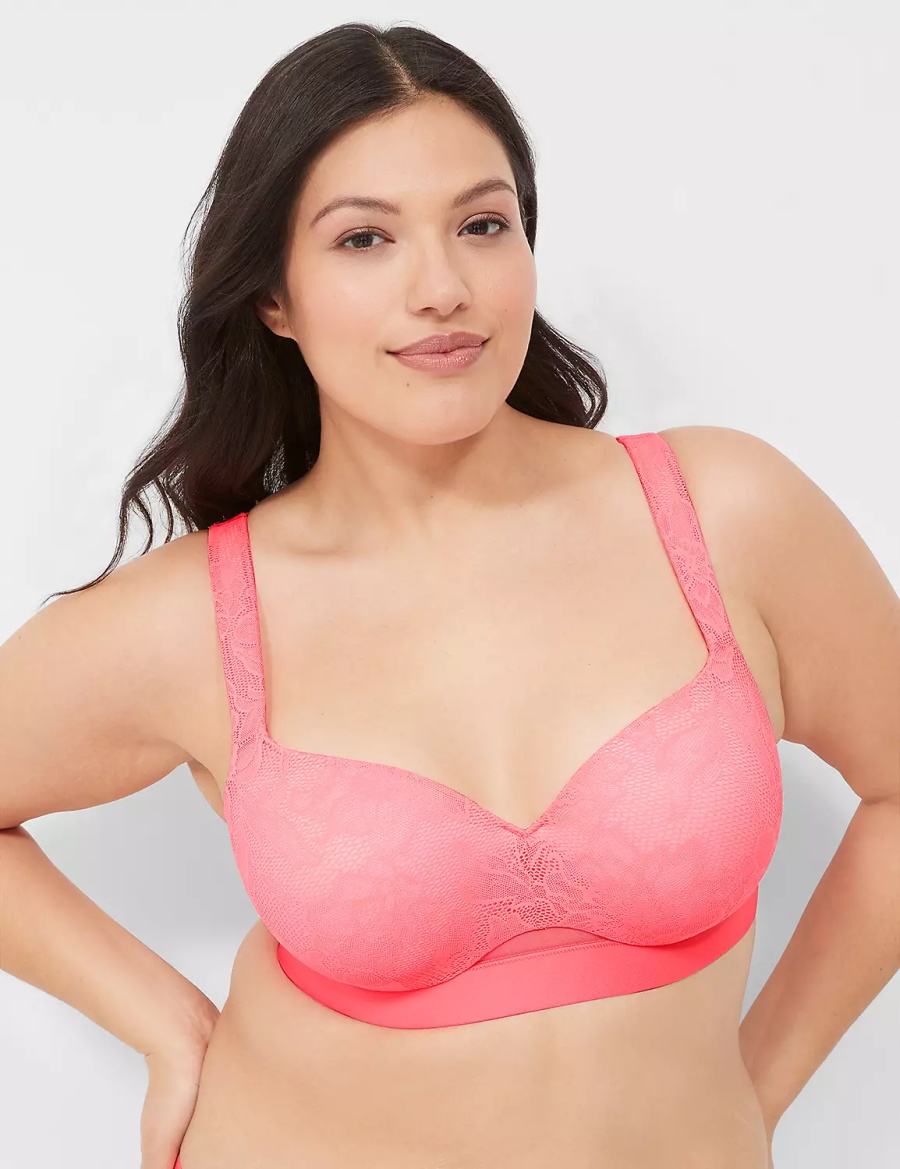 Women Lane Bryant Comfort Bliss Lightly Lined Balconette Bra Pink | QYI9681GA