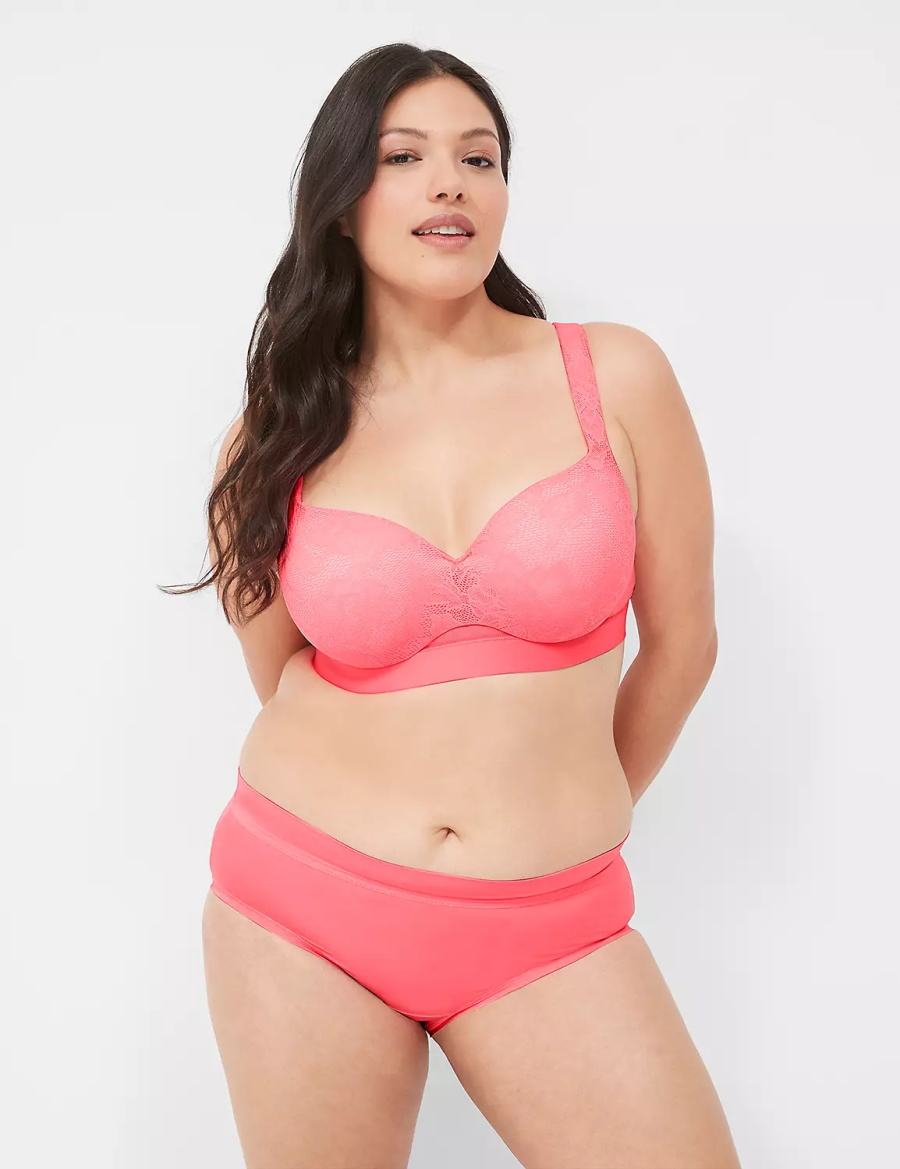 Women Lane Bryant Comfort Bliss Lightly Lined Balconette Bra Pink | QYI9681GA