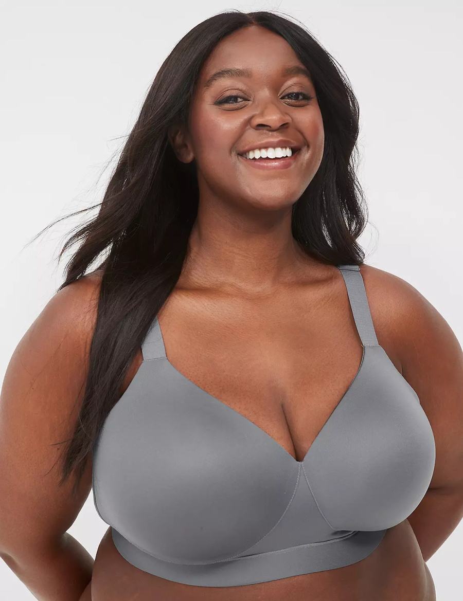 Women Lane Bryant Comfort Bliss No-Wire Lounge Bralettes Dark Grey | AIW8696QO