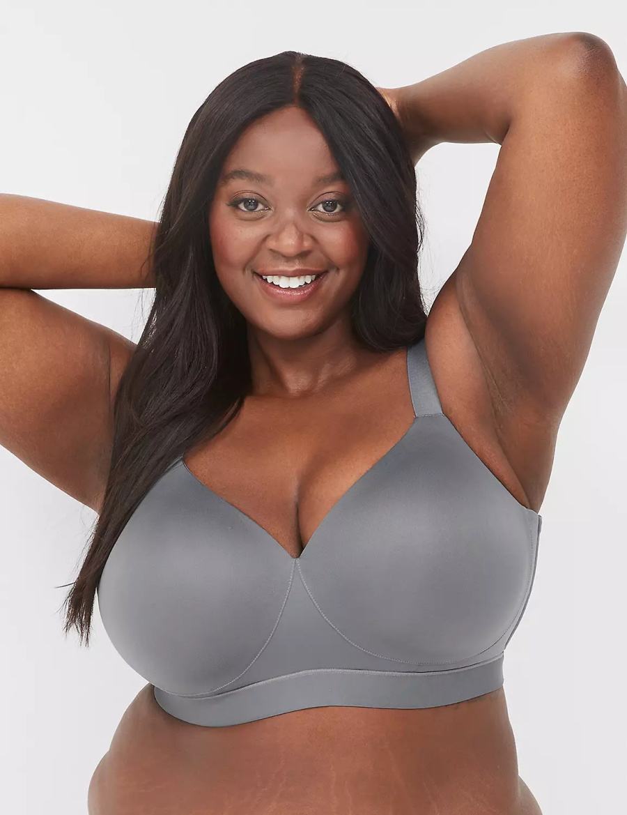 Women Lane Bryant Comfort Bliss No-Wire Lounge Bralettes Dark Grey | AIW8696QO