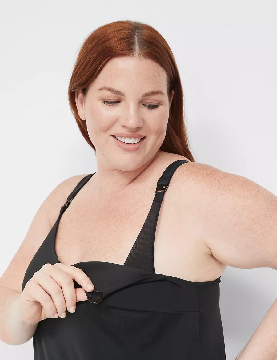 Women Lane Bryant Comfort Bliss Nursing Cami Bralettes Black | CDB4171ZC