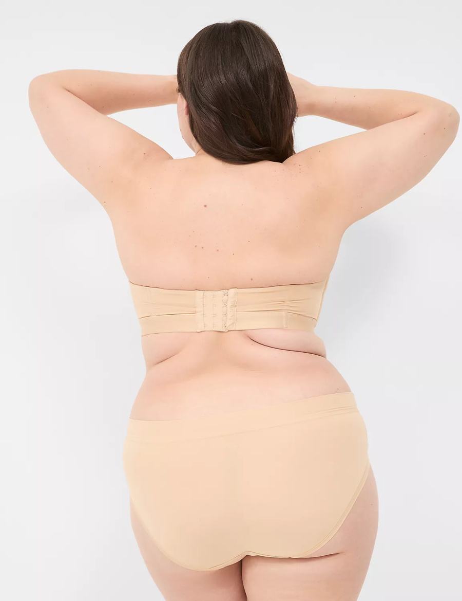 Women Lane Bryant Comfort Bliss Plunge Multi-Way Strapless Bra Beige | HAV69YG