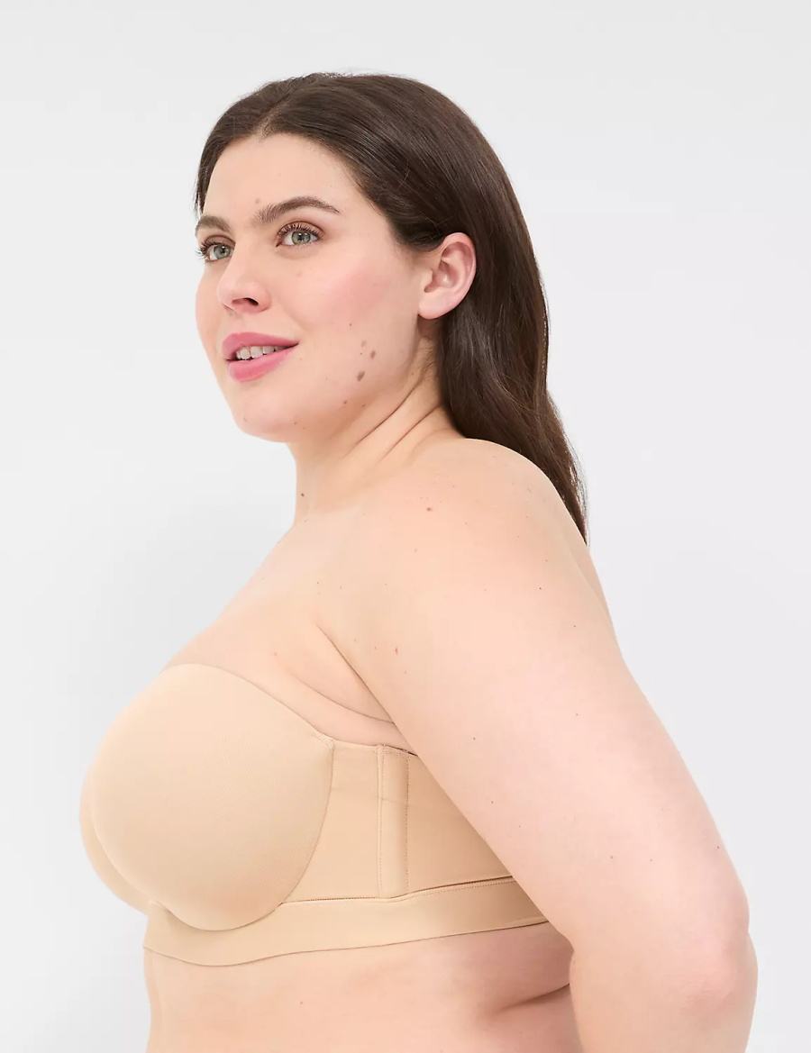 Women Lane Bryant Comfort Bliss Plunge Multi-Way Strapless Bra Beige | HAV69YG