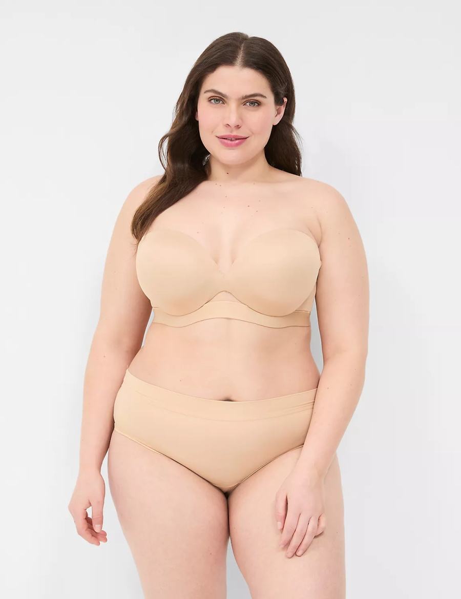 Women Lane Bryant Comfort Bliss Plunge Multi-Way Strapless Bra Beige | HAV69YG