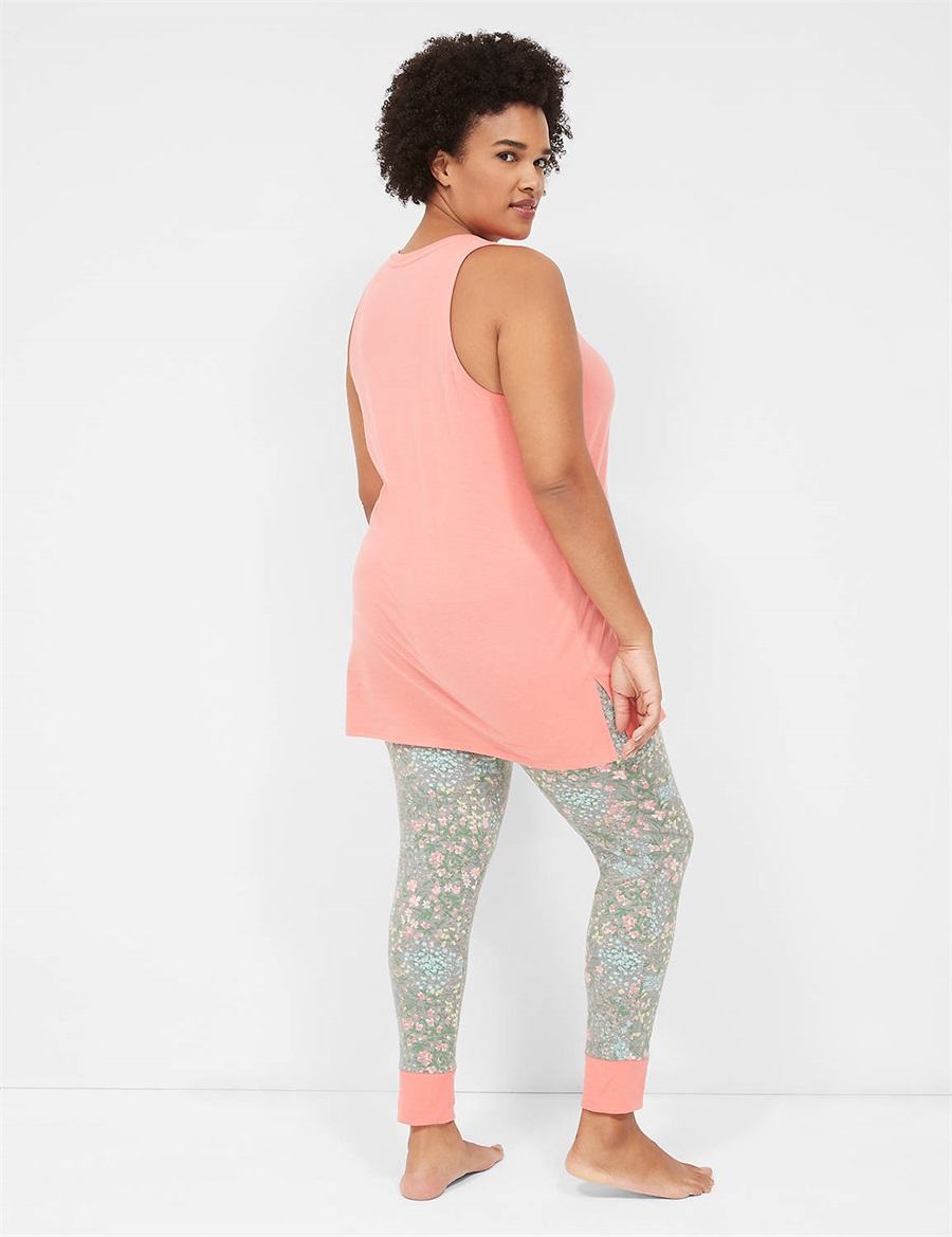 Women Lane Bryant Comfy Cotton Pocket Tunic & Legging PJ Set Pajamas Grey | JMY963ZK
