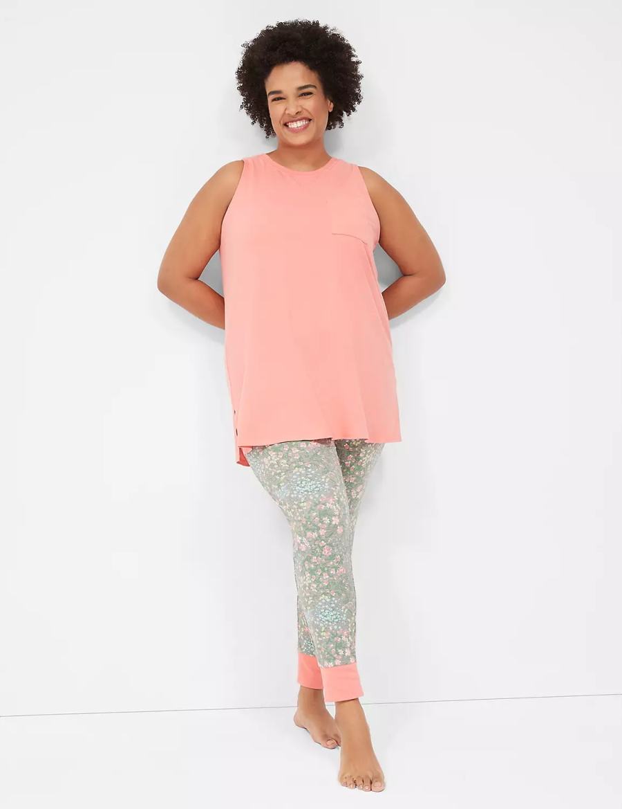 Women Lane Bryant Comfy Cotton Pocket Tunic & Legging PJ Set Pajamas Grey | JMY963ZK