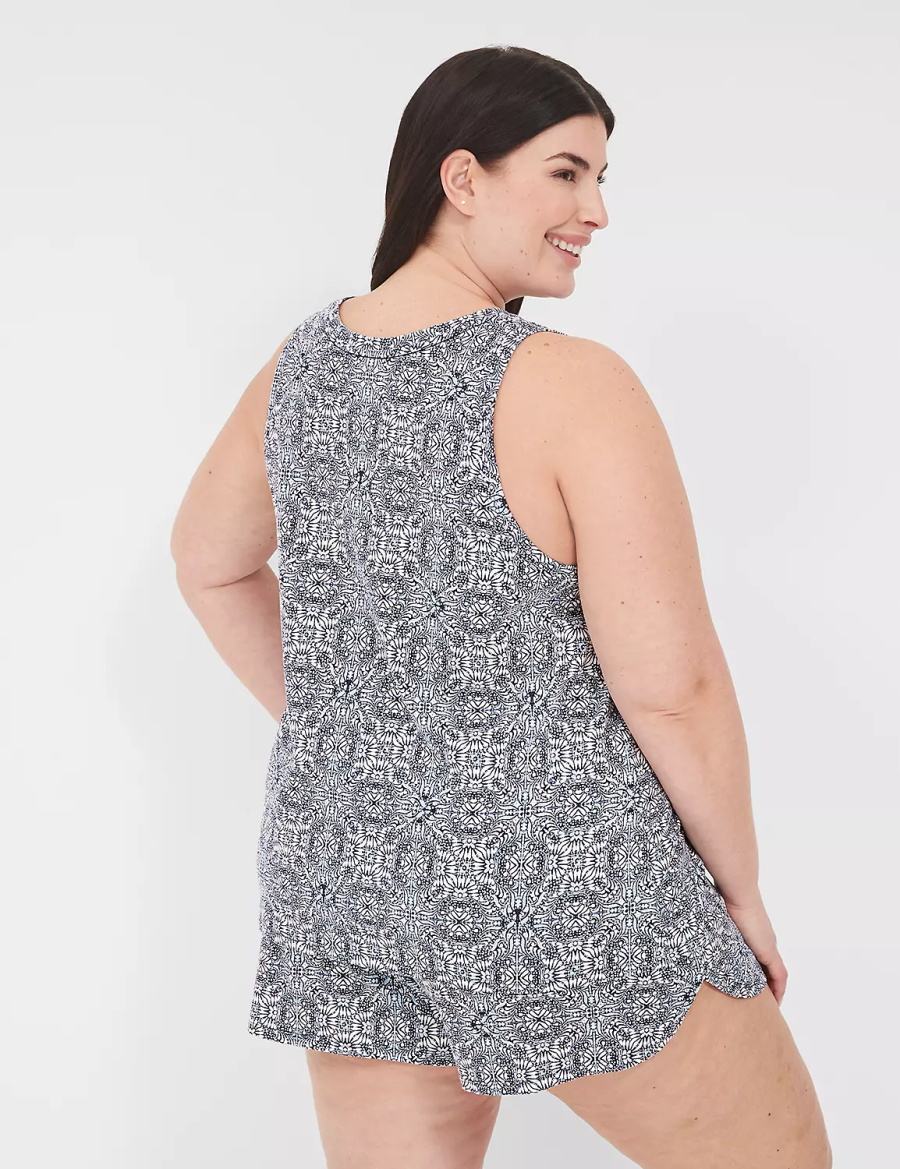 Women Lane Bryant Comfy Cotton Tank & Short PJ Set Pajamas Blue | JFN58YZ