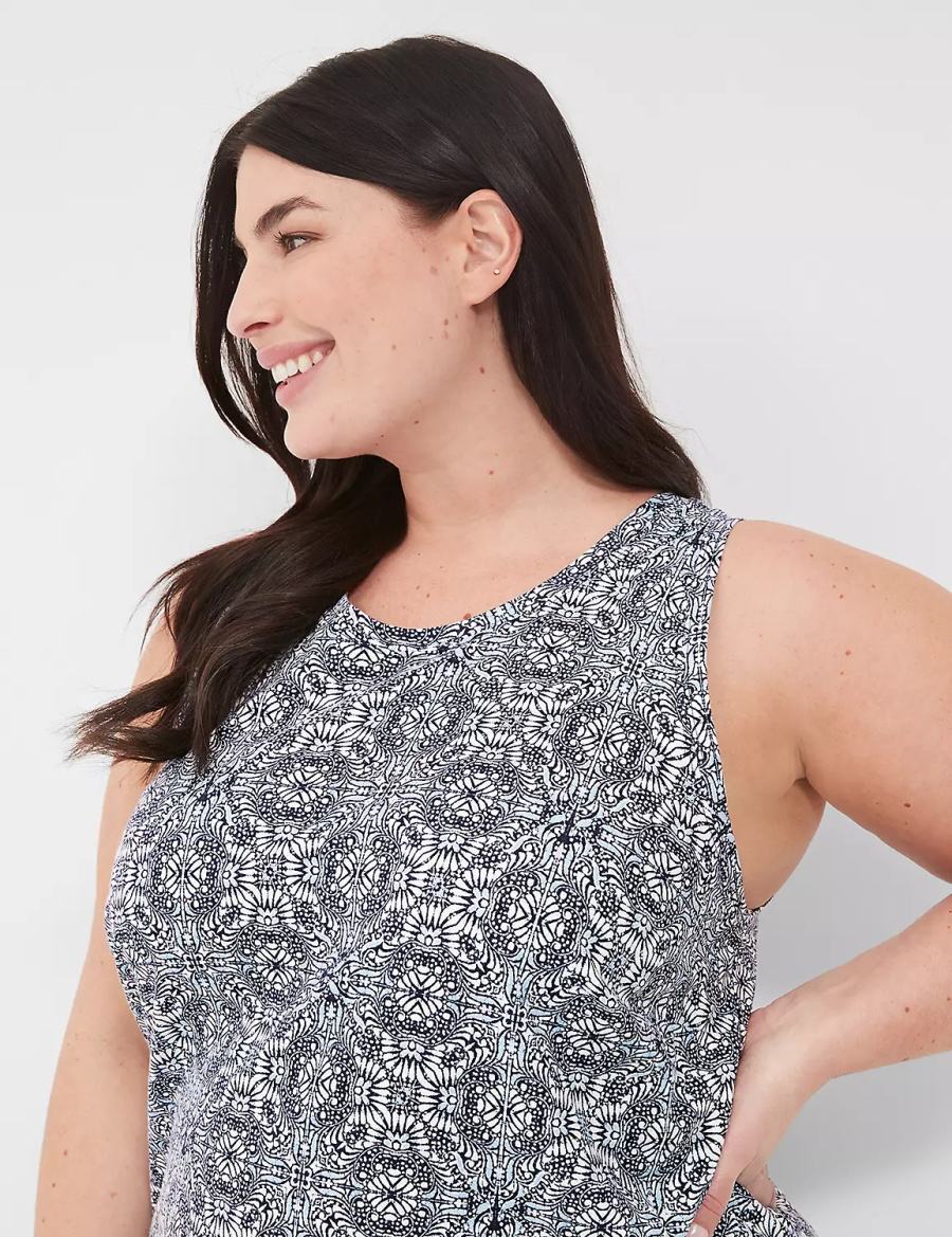 Women Lane Bryant Comfy Cotton Tank & Short PJ Set Pajamas Blue | JFN58YZ