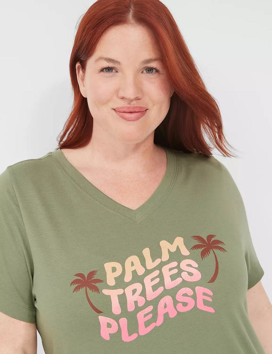 Women Lane Bryant Comfy Cotton Tunic Tee & Bike Short PJ Set Pajamas Green Multicolor | UIX6644UG