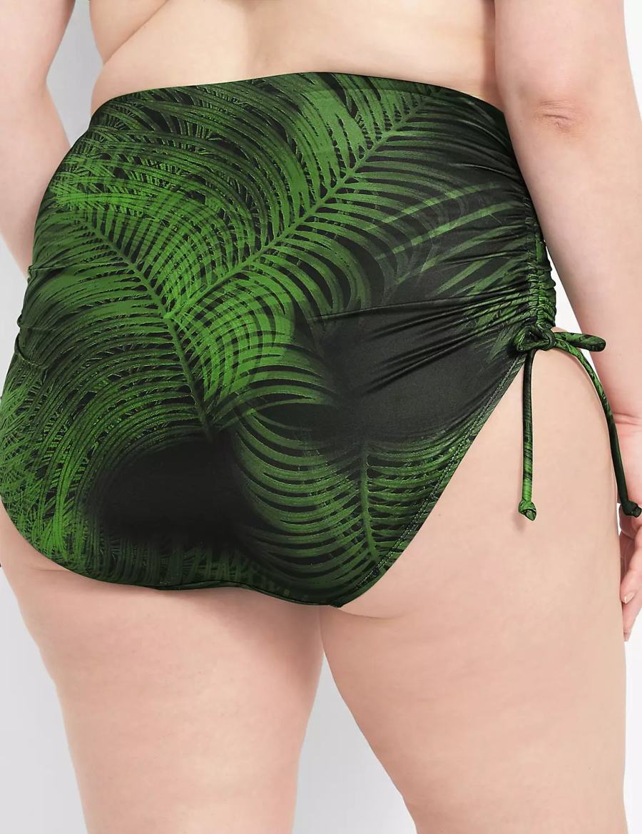 Women Lane Bryant Convertible High-Waist Swim Briefs Dark Green | WYM495KH