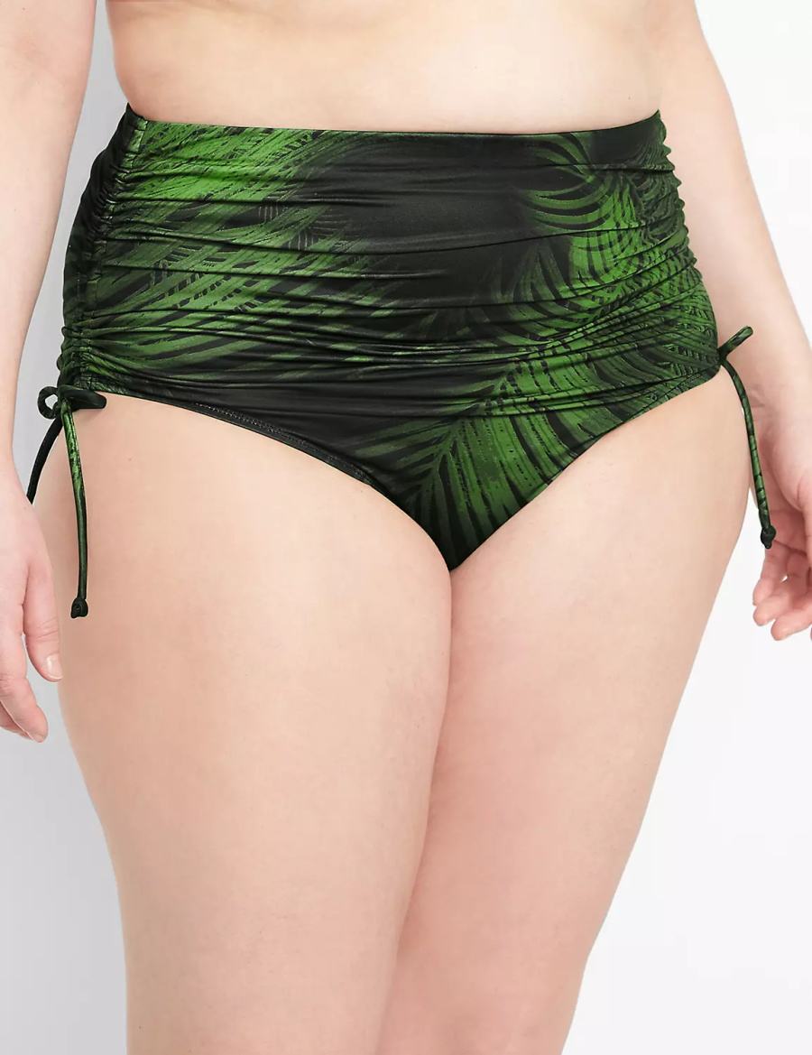 Women Lane Bryant Convertible High-Waist Swim Briefs Dark Green | WYM495KH