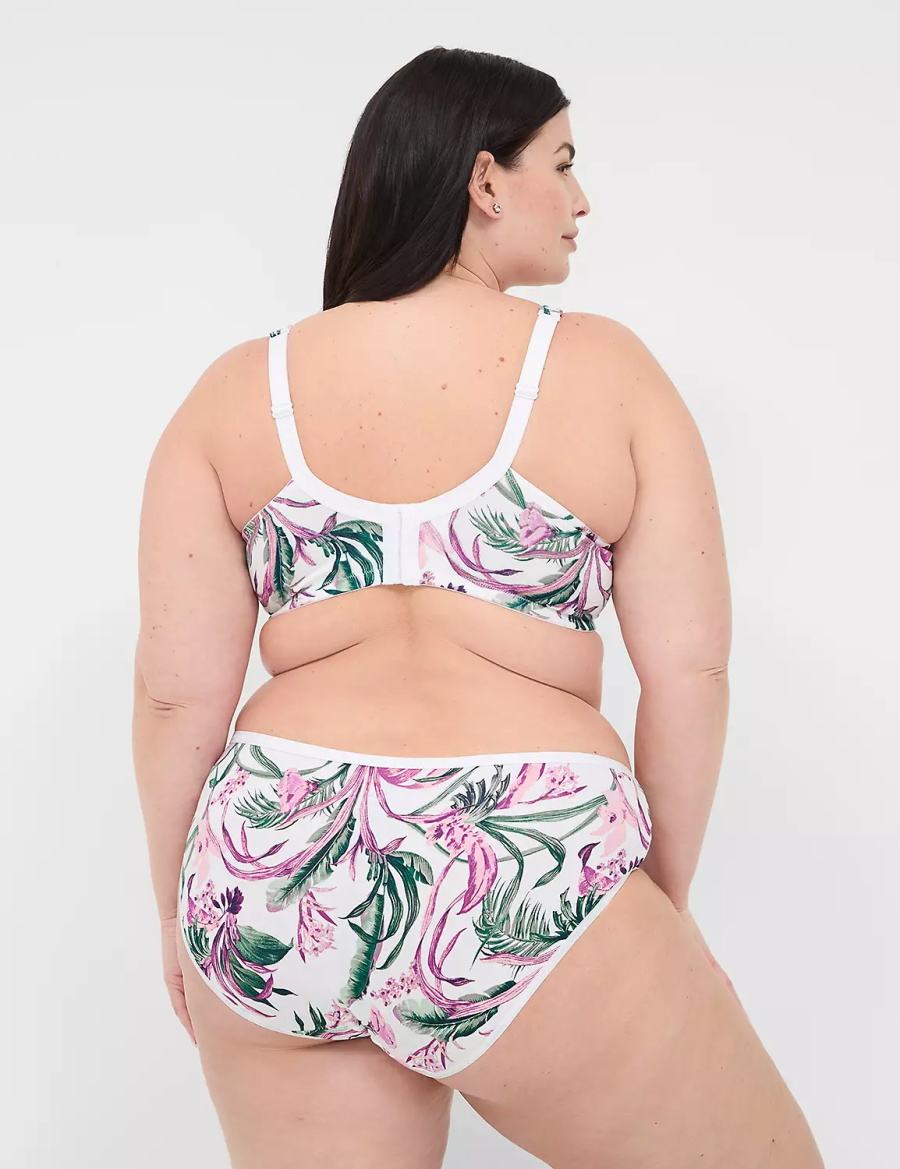Women Lane Bryant Cotton Boost Plunge Bralettes White | UNV9679YX