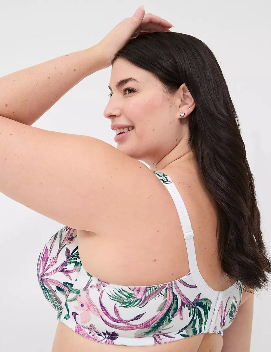 Women Lane Bryant Cotton Boost Plunge Bralettes White | UNV9679YX