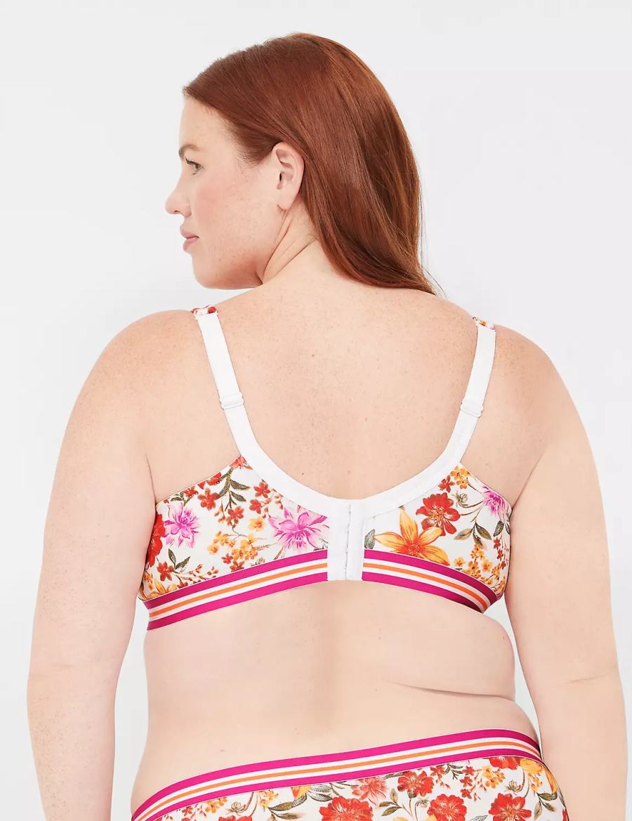 Women Lane Bryant Cotton Boost Plunge Bralettes White | RSA9565VU