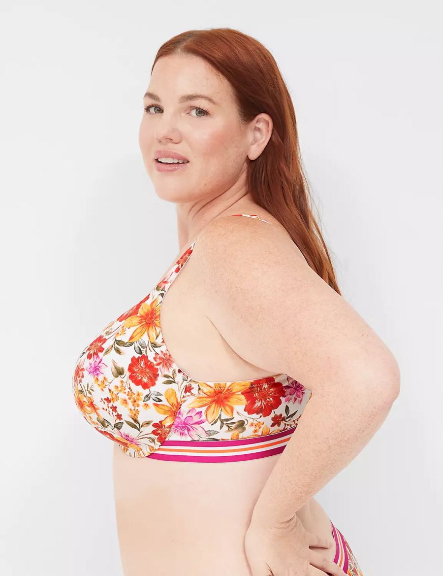 Women Lane Bryant Cotton Boost Plunge Bralettes White | RSA9565VU