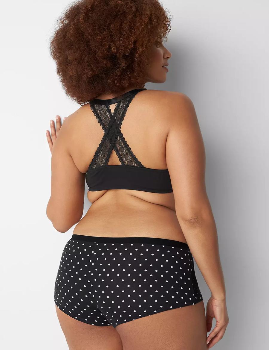 Women Lane Bryant Cotton Boyshort With Lace Trim Briefs Green | DNK8788YW