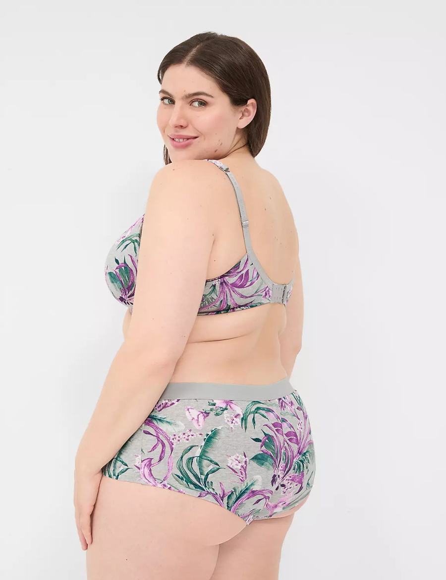 Women Lane Bryant Cotton Boyshort With Wide Waistband Briefs Grey | ZZM1046ZH