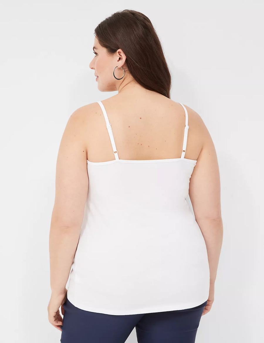 Women Lane Bryant Cotton Cami Tank Top White | CTE2388AA