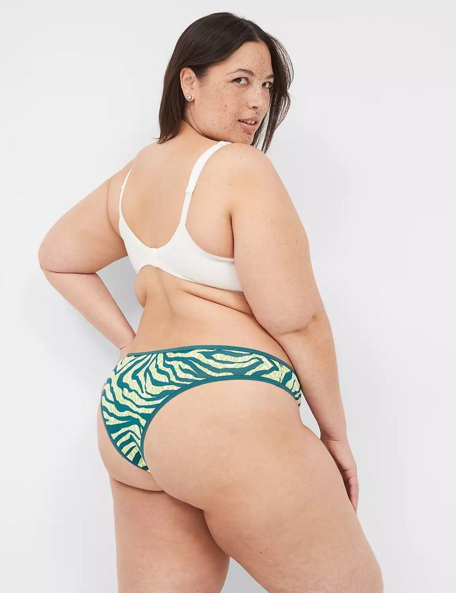 Women Lane Bryant Cotton Dipped Tanga Briefs Deep Turquoise | HXP2087HW