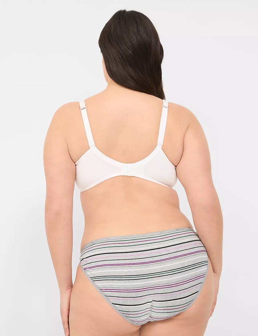 Women Lane Bryant Cotton Double String Bikini Panty Black Stripes | MLG735LL