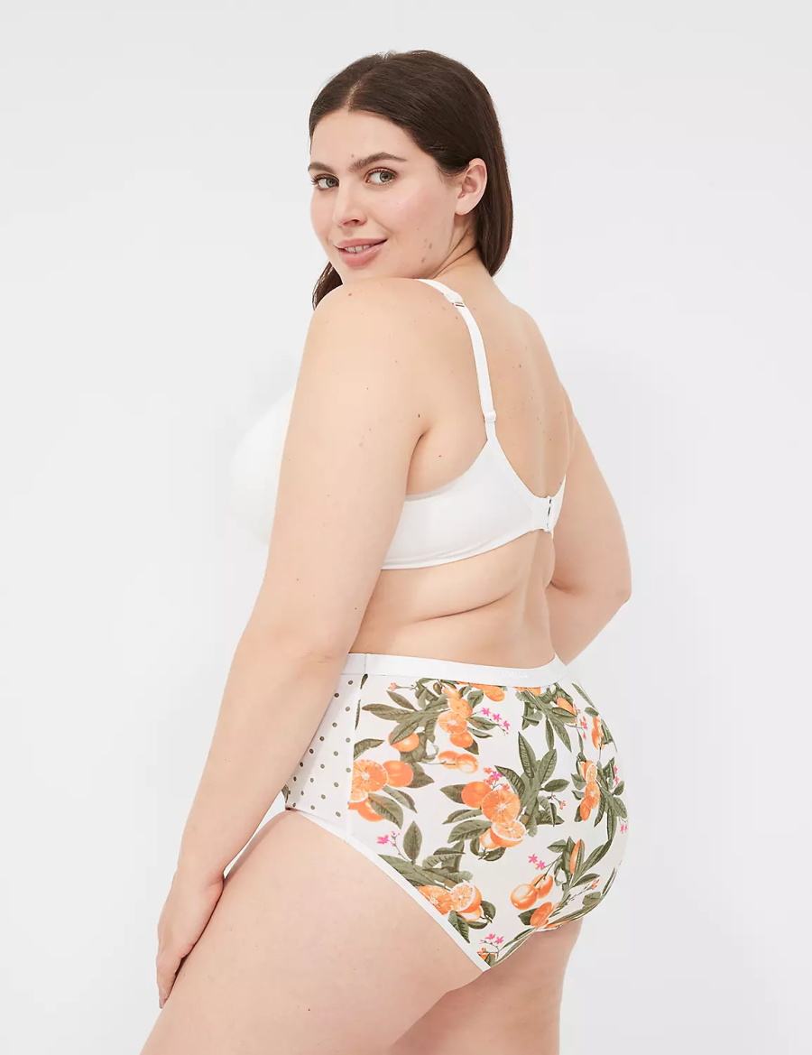 Women Lane Bryant Cotton Full Briefs Yellow White | IPQ9433IO