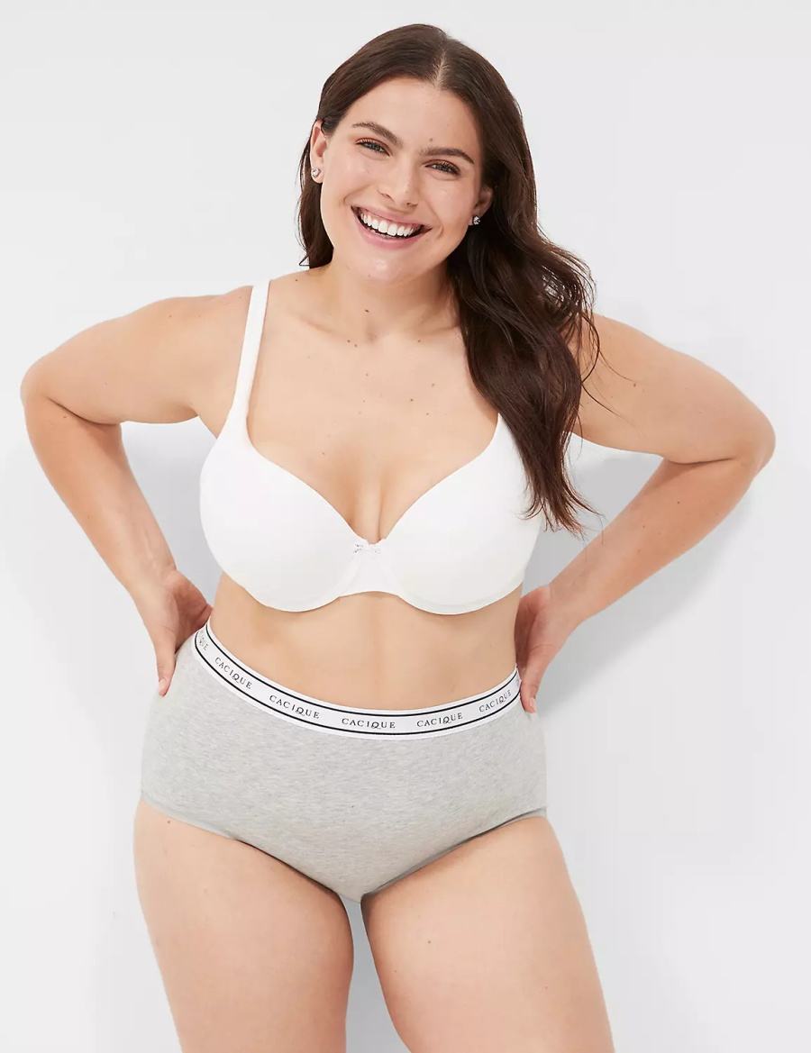 Women Lane Bryant Cotton Full With Wide Waistband Briefs Grey | LNQ649BU