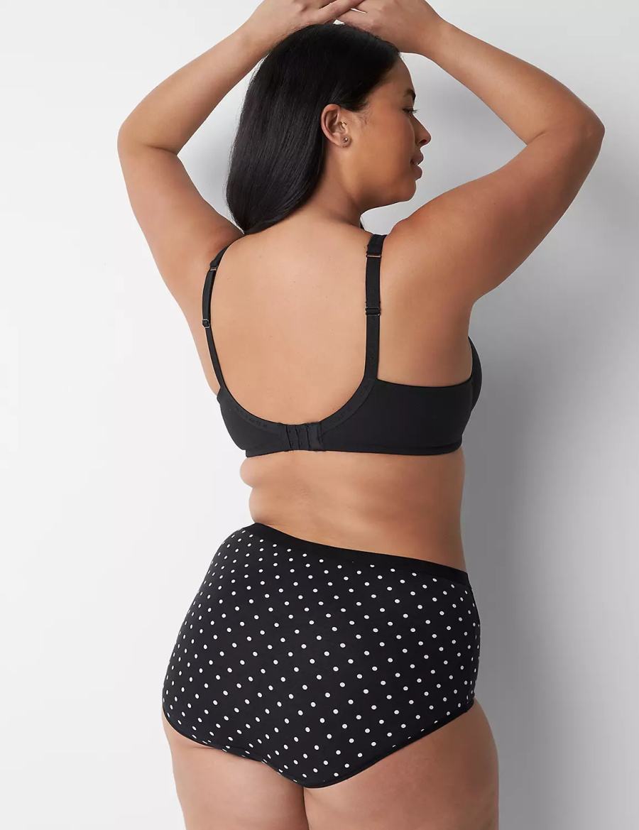 Women Lane Bryant Cotton Full with Lace Waist Briefs Green Black | ABS9576XX