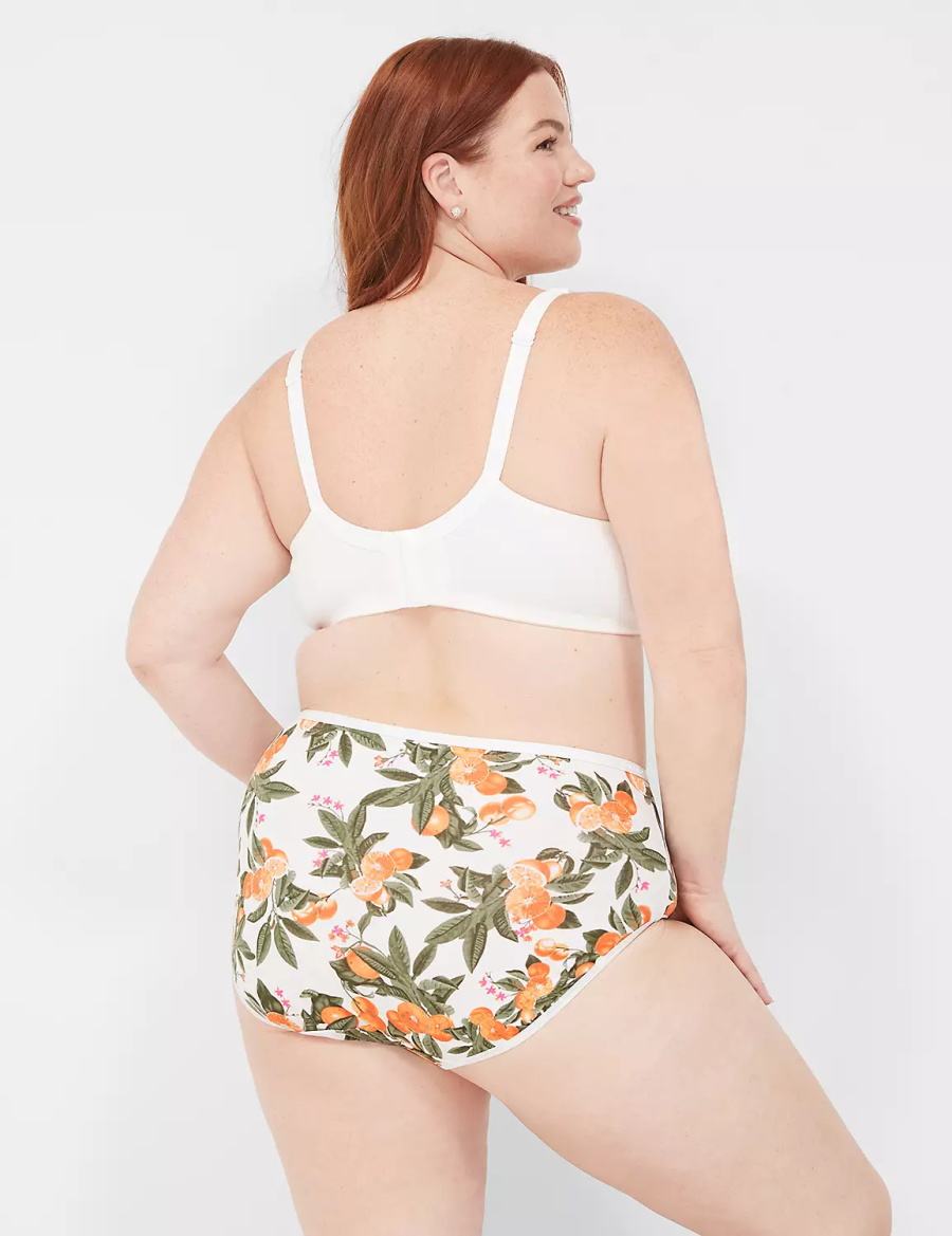 Women Lane Bryant Cotton High-Leg Briefs Yellow White | FQK6287AK