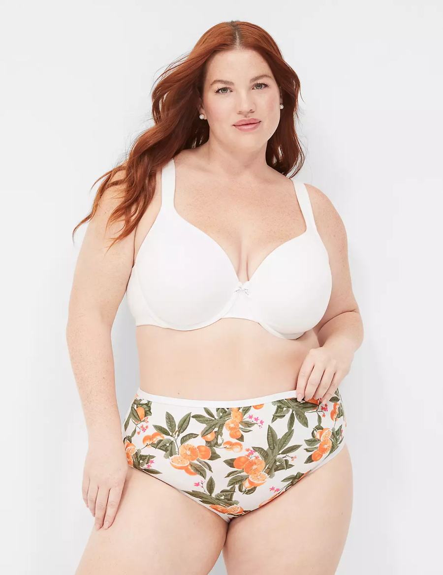 Women Lane Bryant Cotton High-Leg Briefs Yellow White | FQK6287AK