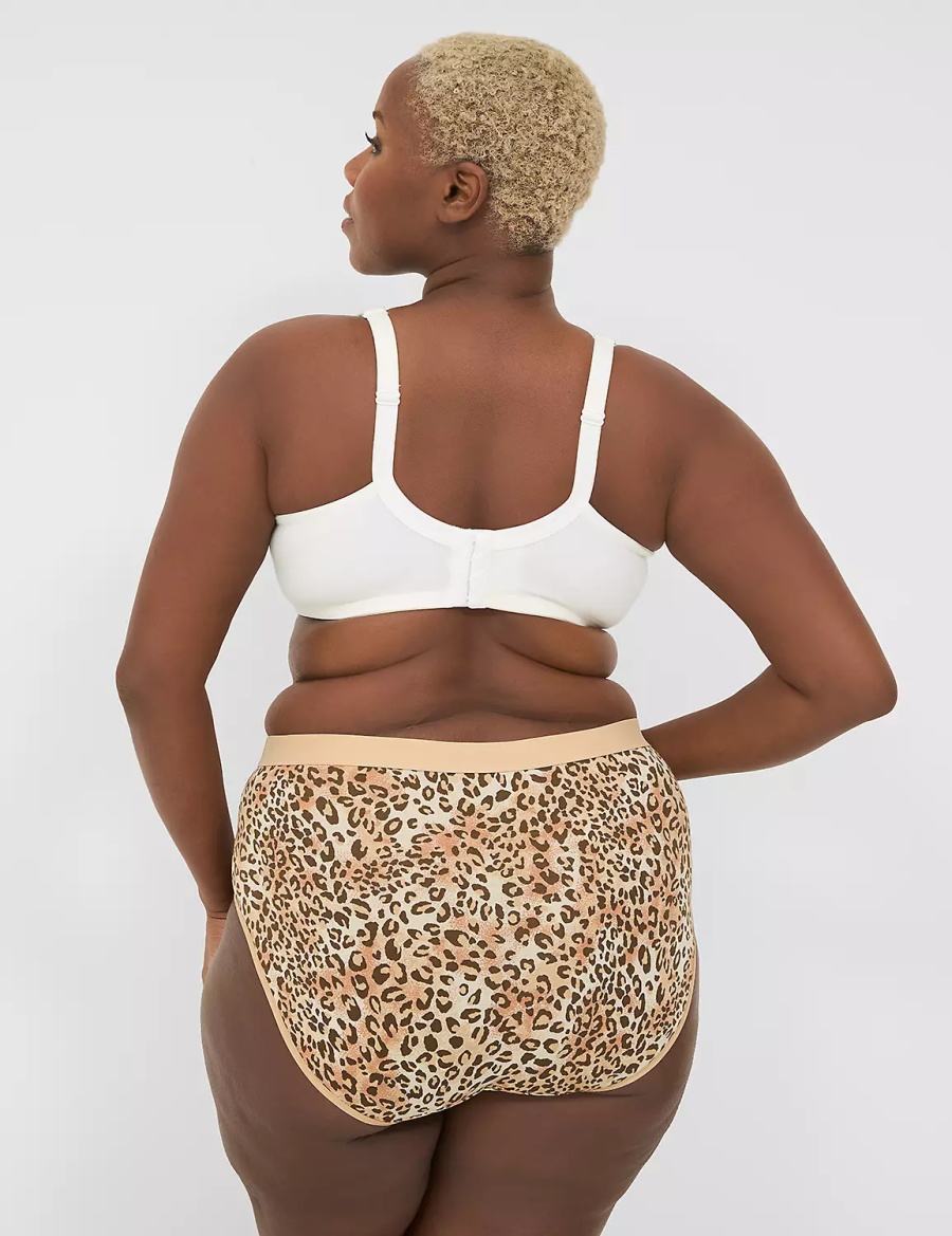 Women Lane Bryant Cotton High-Leg With Wide Waistband Briefs Beige | BAX5653EZ