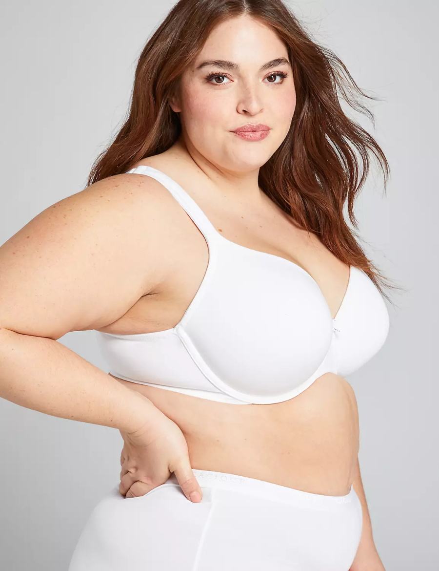 Women Lane Bryant Cotton Lightly Lined Full Coverage Bralettes White | FHR9654GV