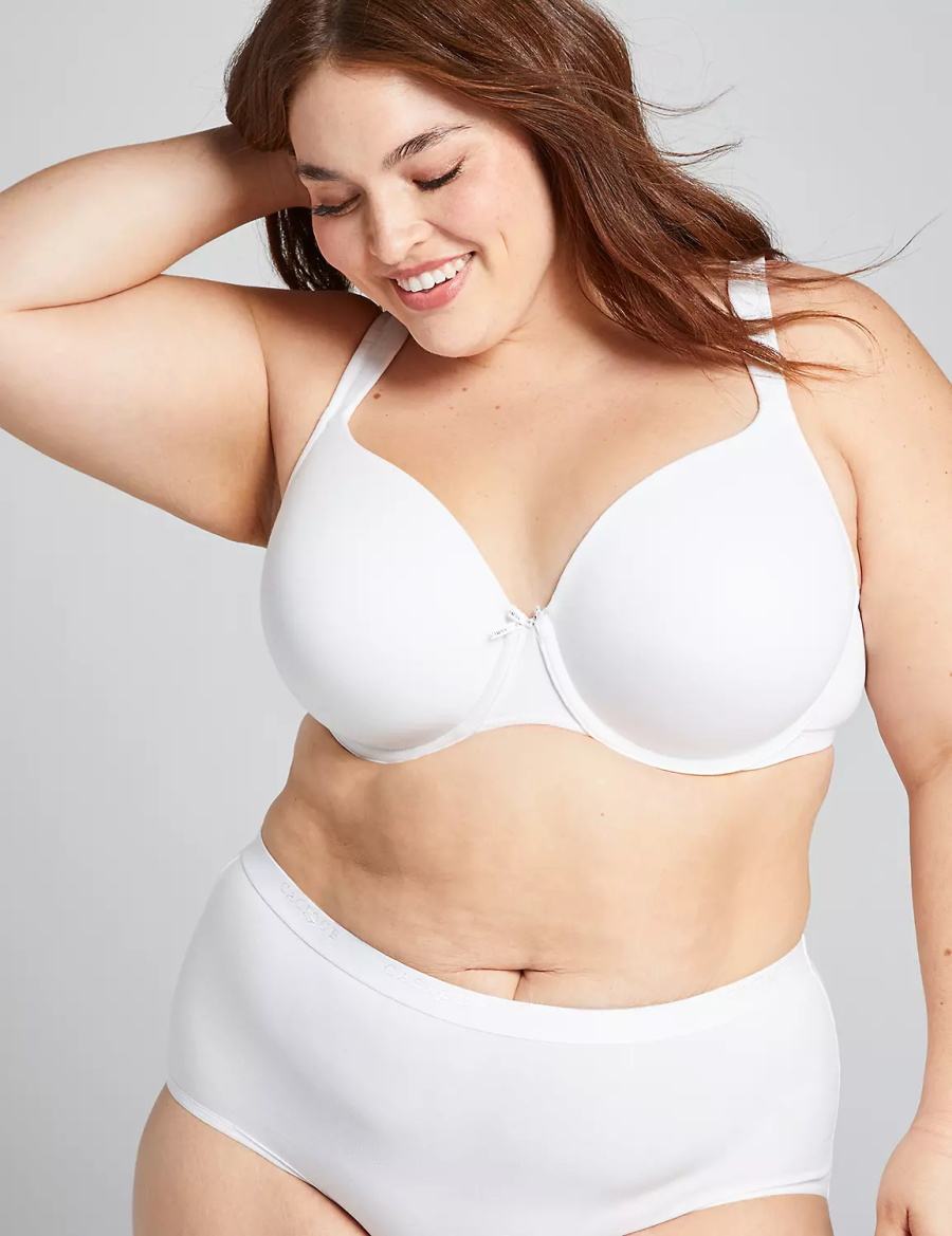 Women Lane Bryant Cotton Lightly Lined Full Coverage Bralettes White | FHR9654GV