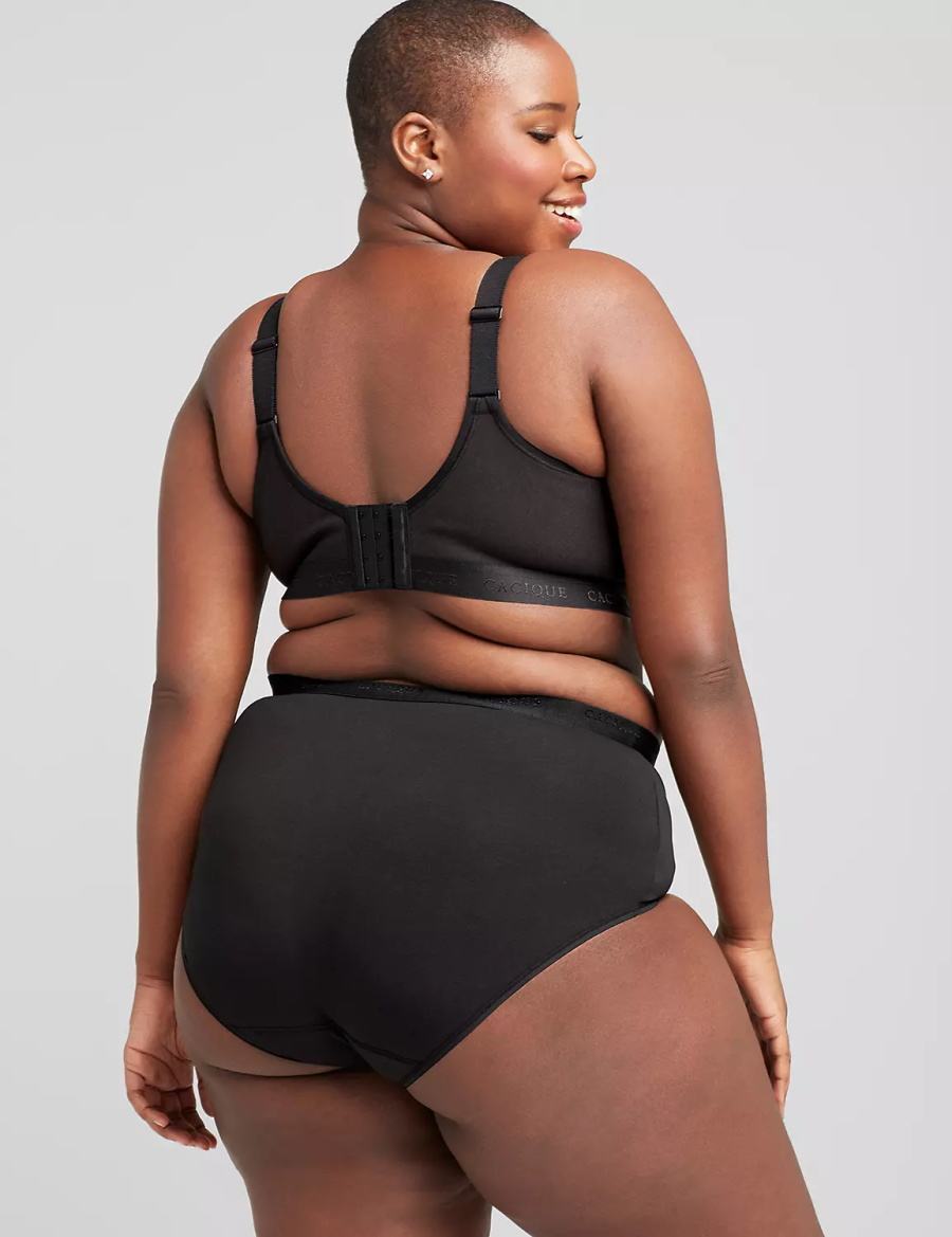 Women Lane Bryant Cotton Lightly Lined No-Wire Bralettes Black | KOH6221VF