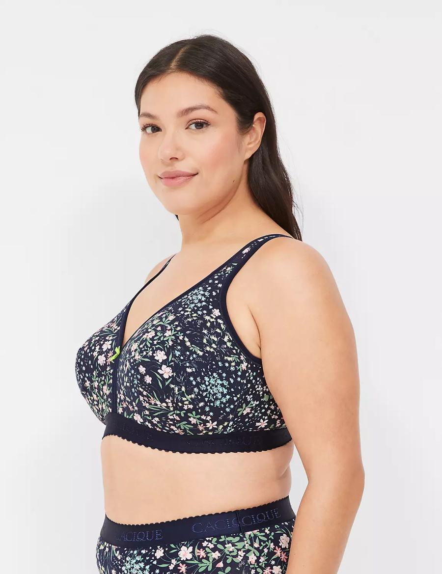 Women Lane Bryant Cotton Lightly Lined No-Wire Bralettes Black | LIZ7726JB