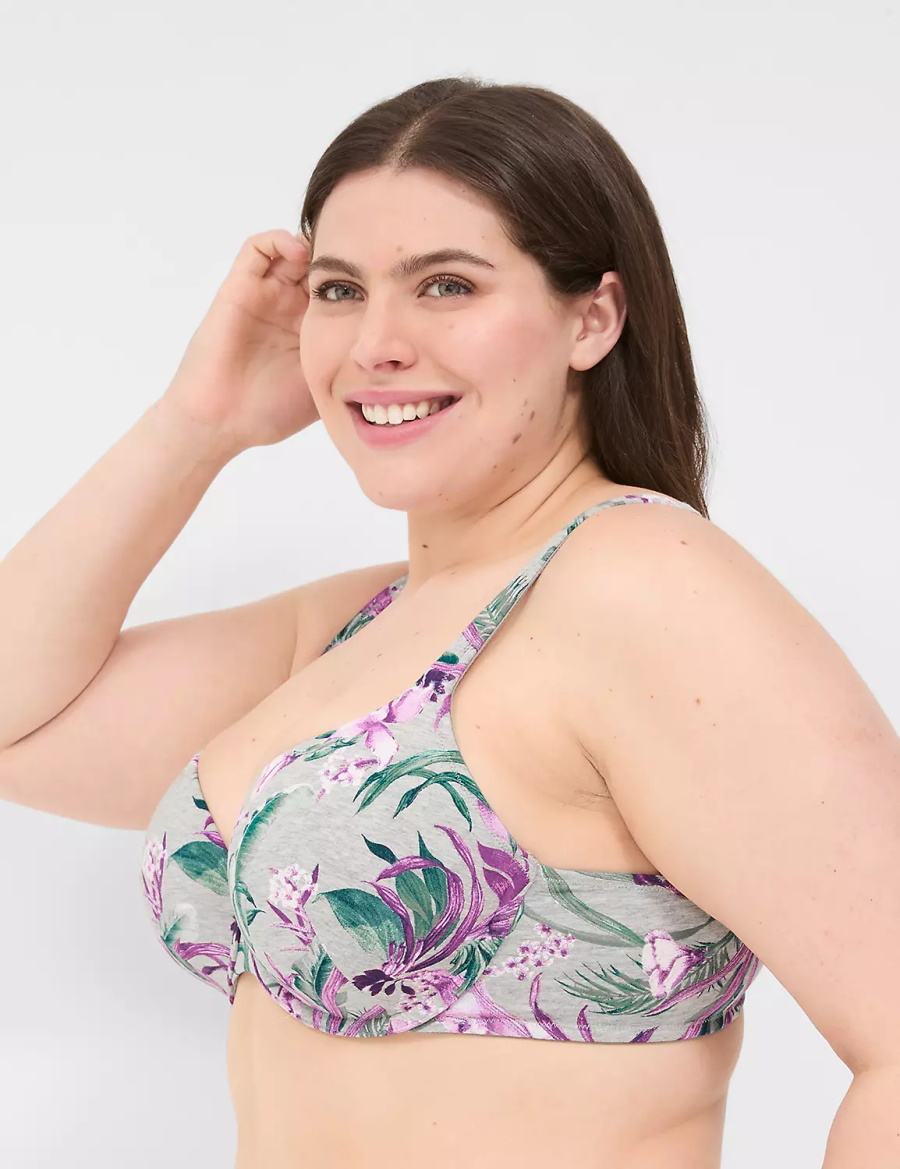 Women Lane Bryant Cotton Lightly Lined T-Shirt Bra Grey | ORF1550GD