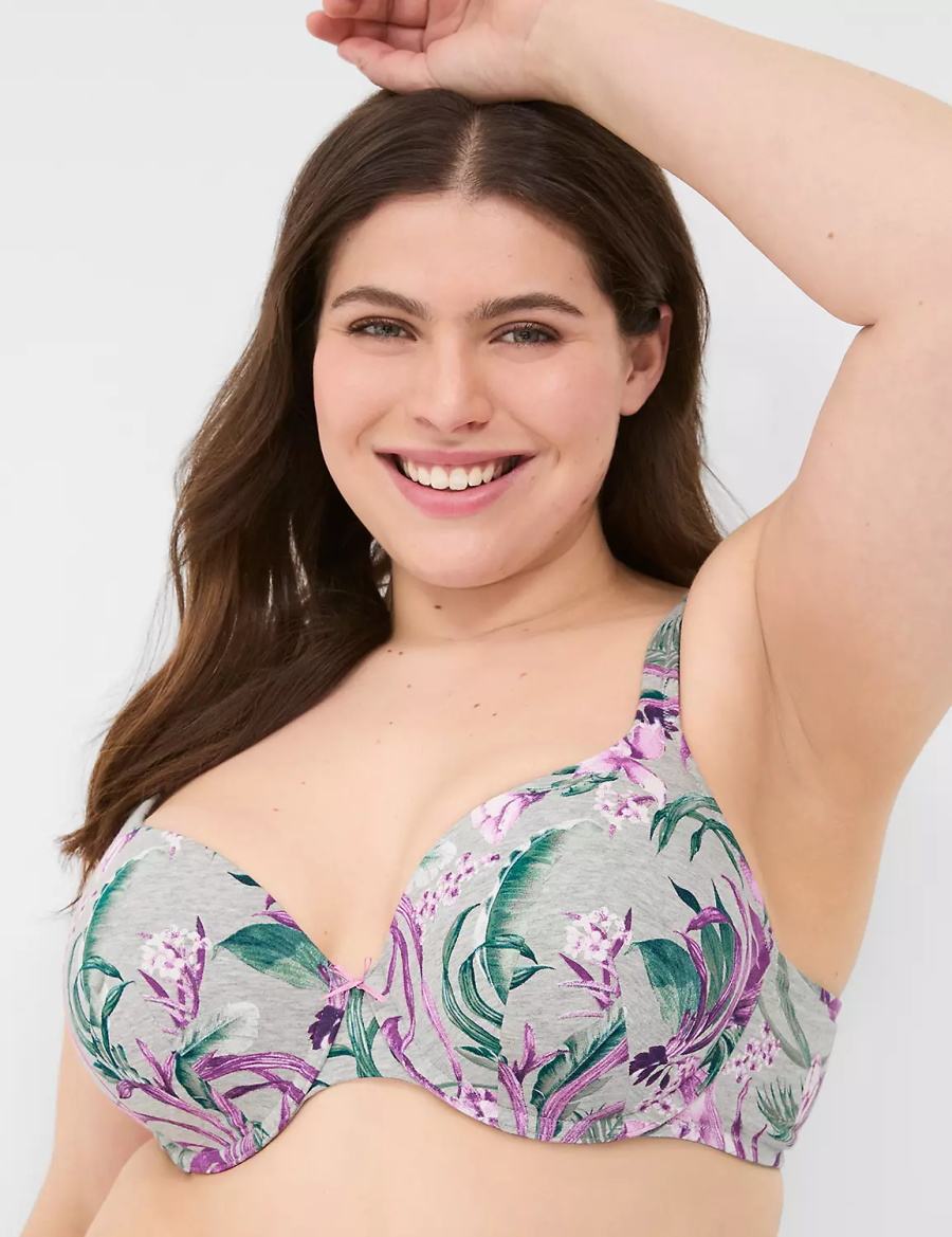 Women Lane Bryant Cotton Lightly Lined T-Shirt Bra Grey | ORF1550GD