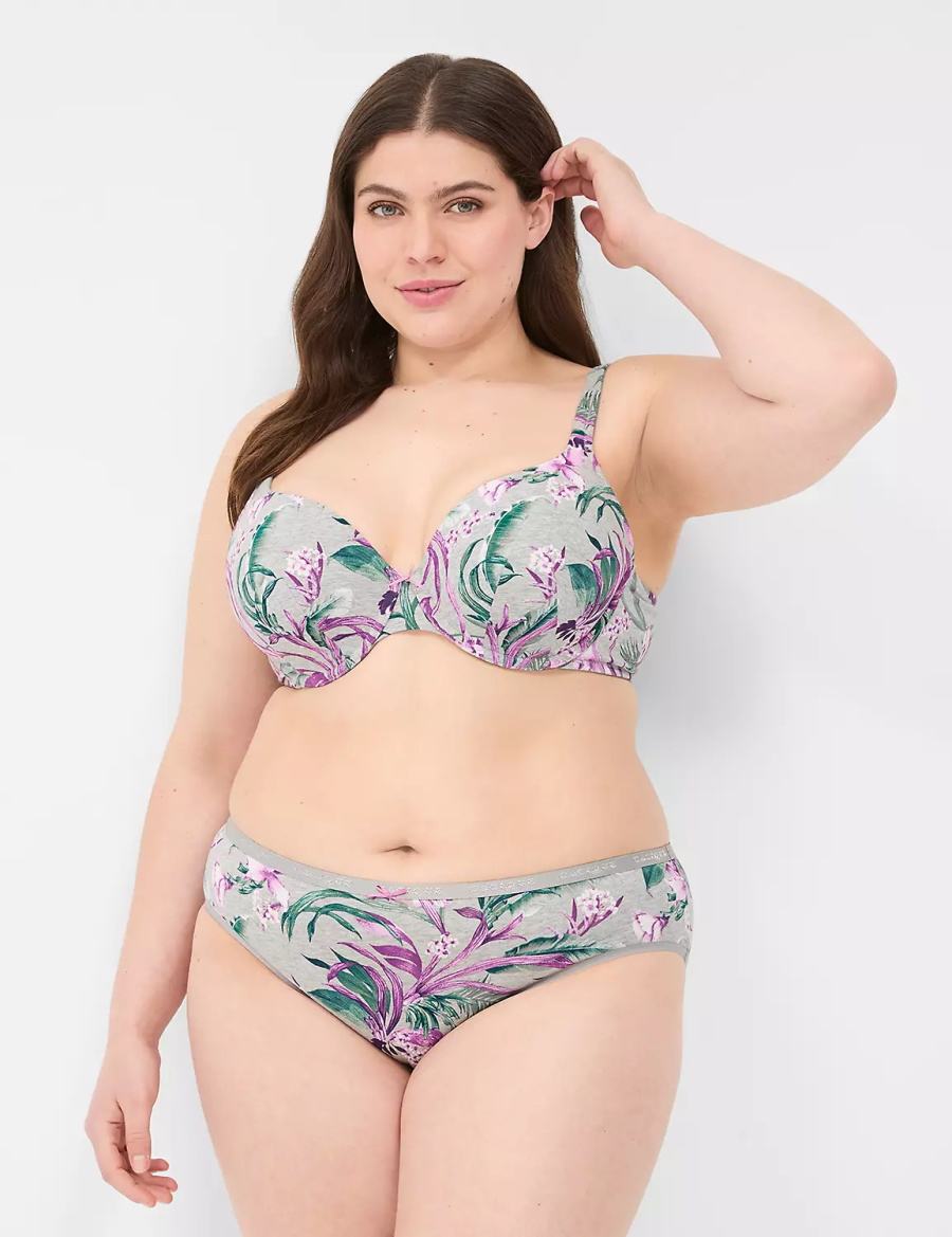 Women Lane Bryant Cotton Lightly Lined T-Shirt Bra Grey | ORF1550GD