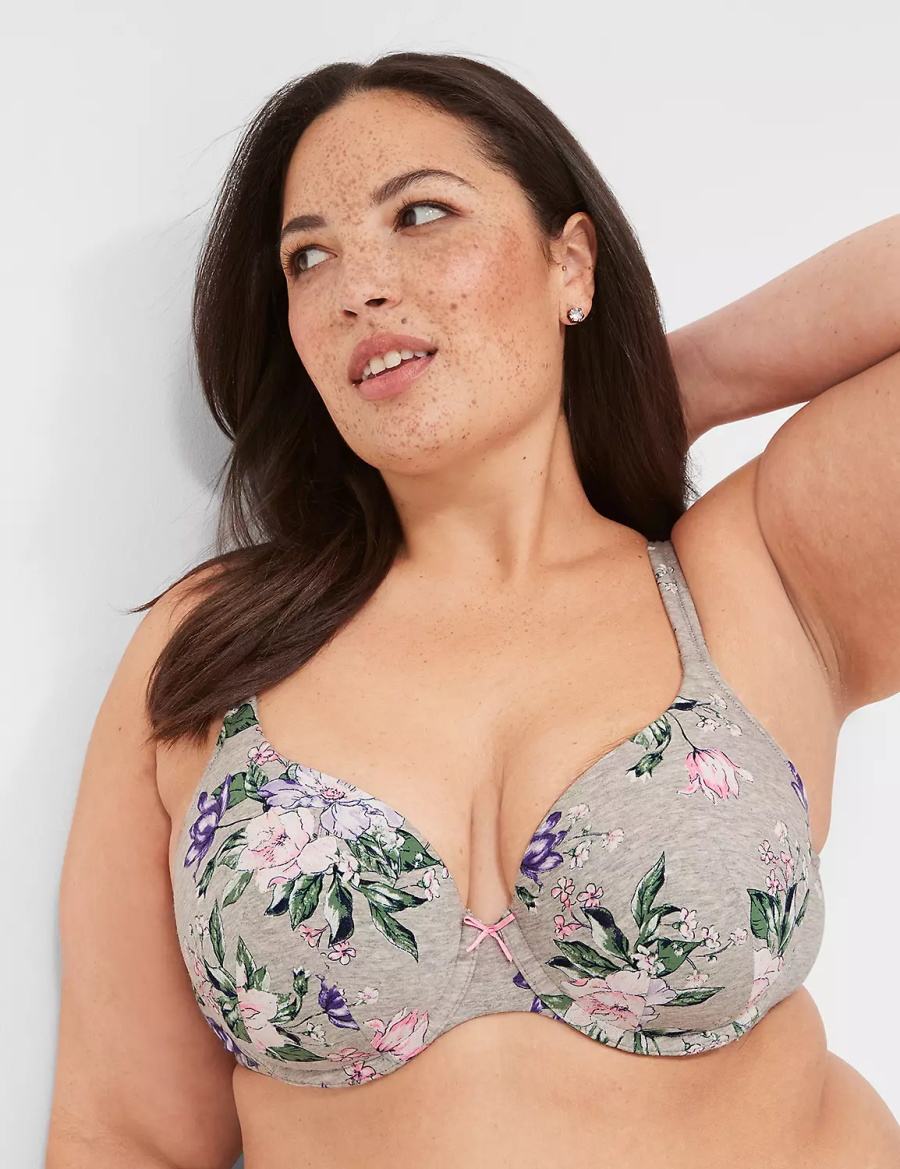 Women Lane Bryant Cotton Lightly Lined T-Shirt Bra Grey | BKL6368SU