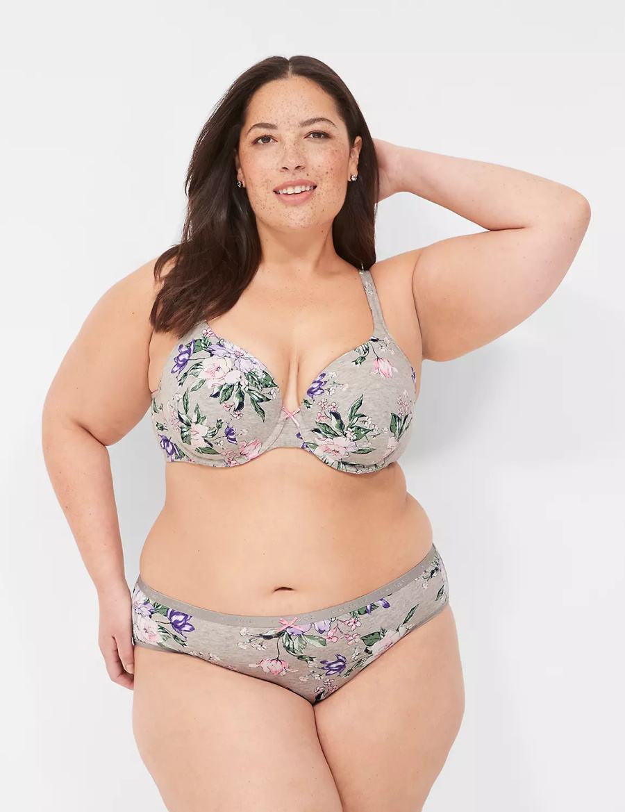 Women Lane Bryant Cotton Lightly Lined T-Shirt Bra Grey | BKL6368SU