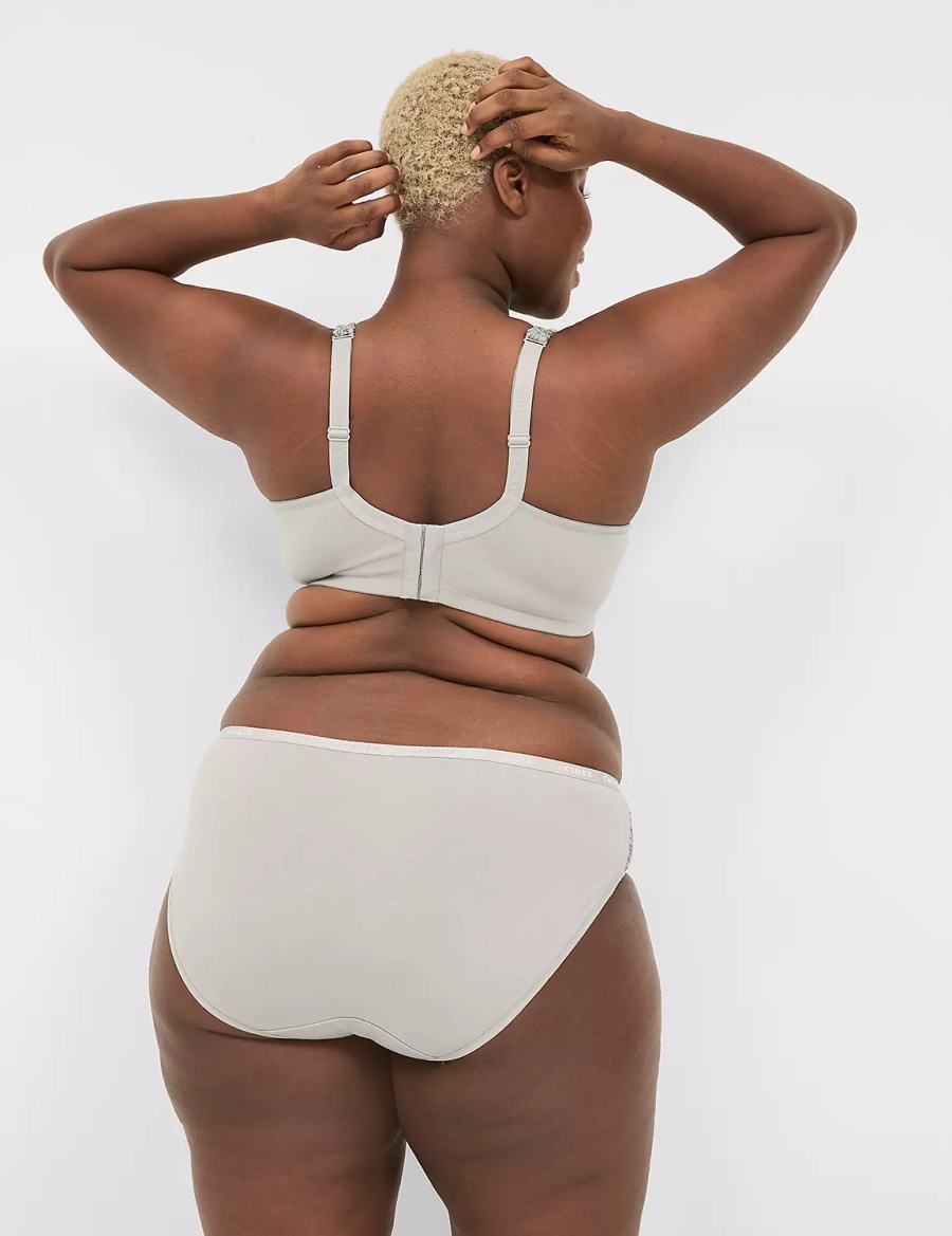 Women Lane Bryant Cotton Lightly Lined With Lace T-Shirt Bra White Grey | ZXQ951HC